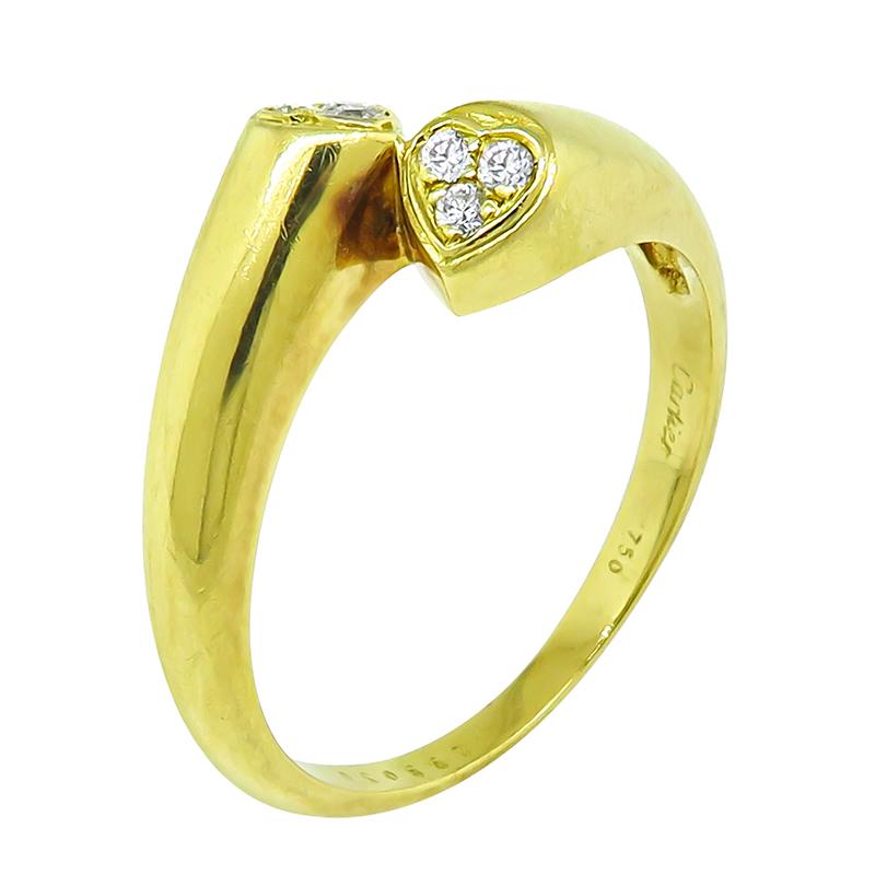 Round Cut Cartier Diamond Gold Ring For Sale