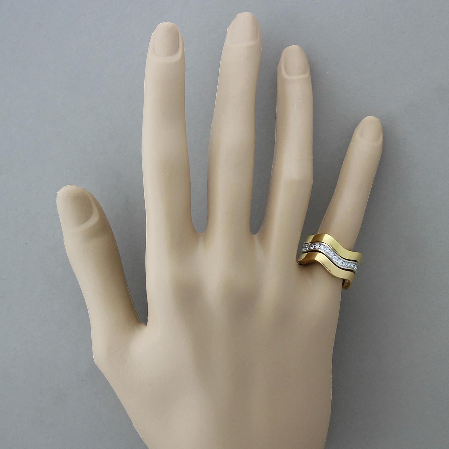 Cartier Diamond Gold Stackable Trinity Band Ring Set In New Condition For Sale In Beverly Hills, CA