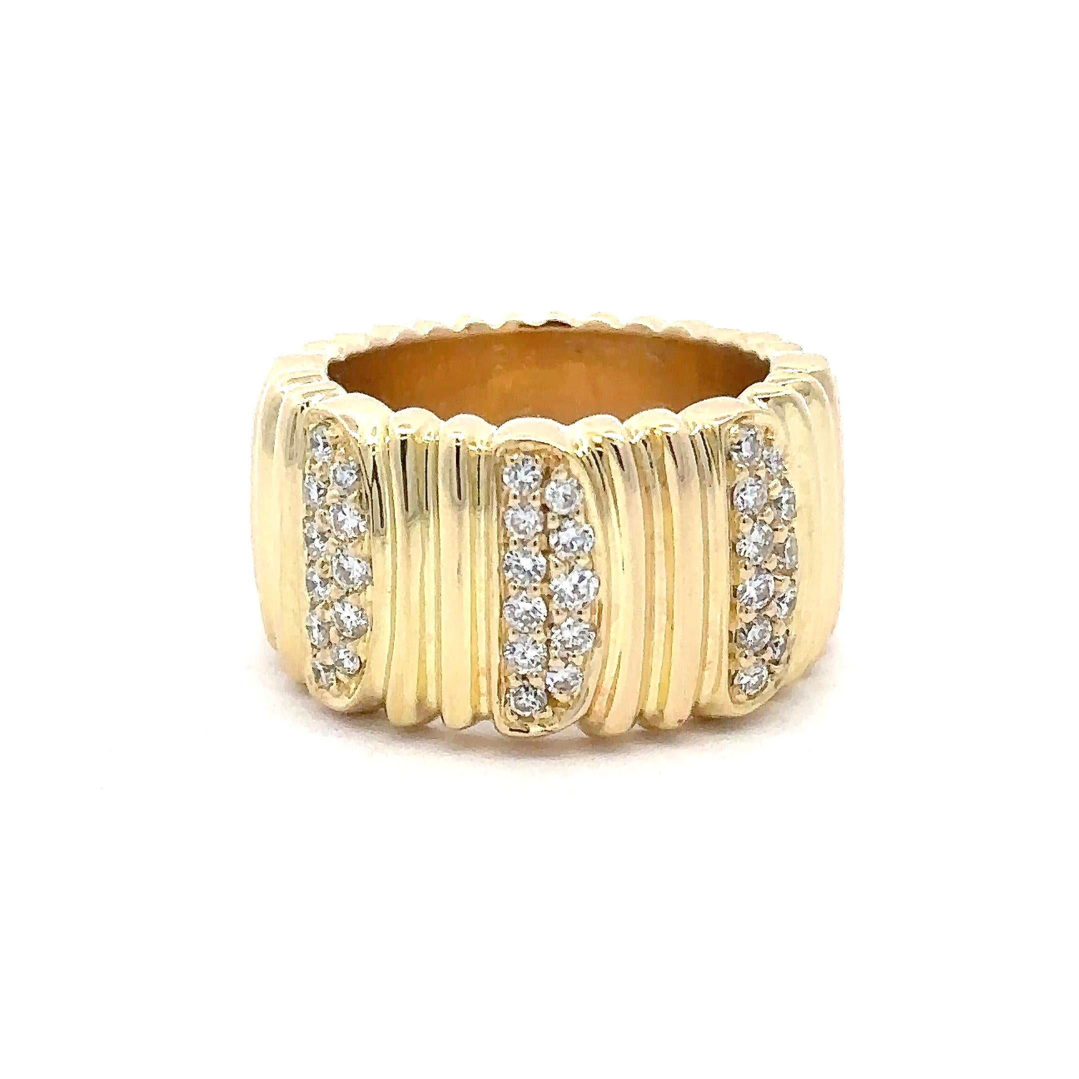 Cartier Diamond Wide 18KT Yellow Gold Ring With Box 8