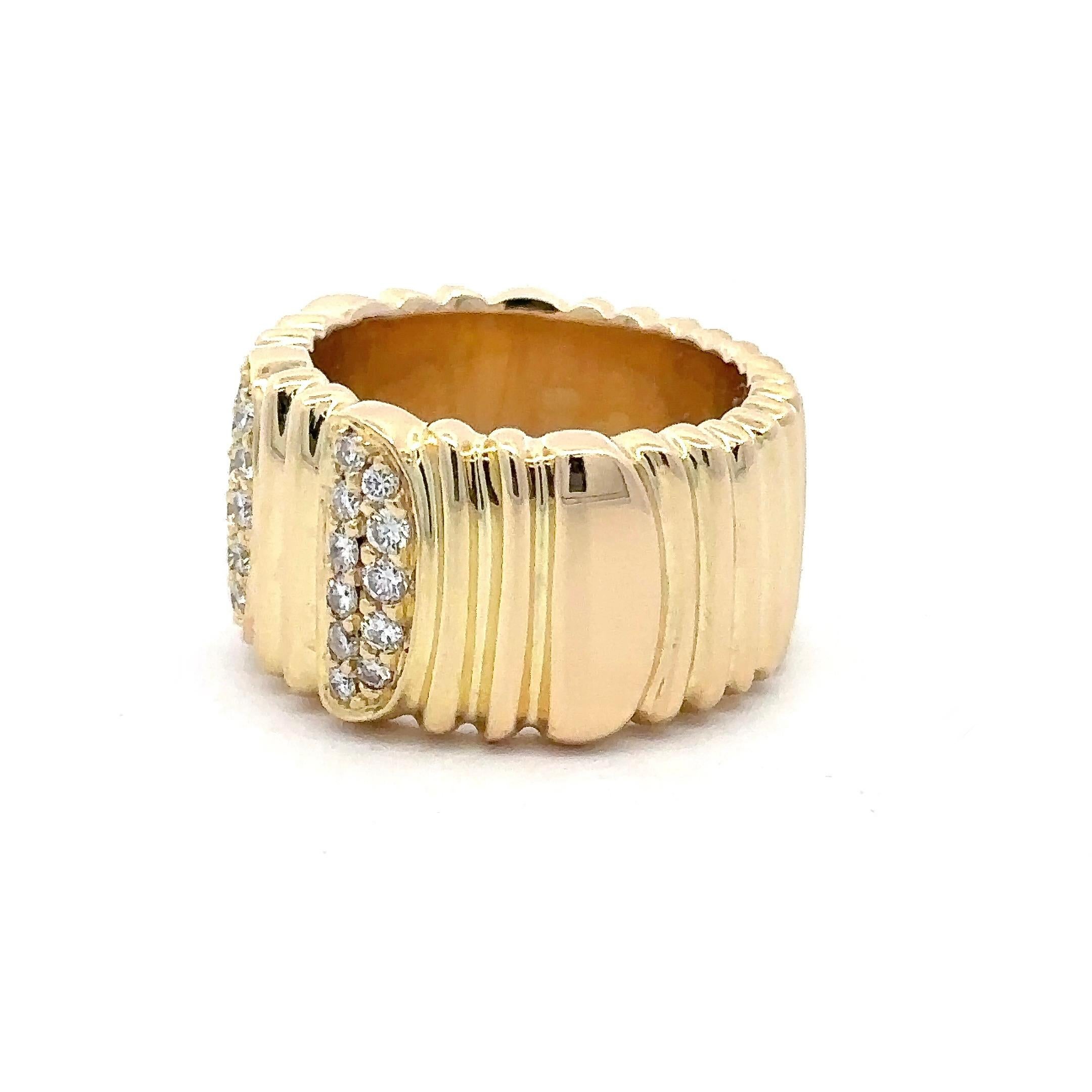 Cartier Diamond Wide 18KT Yellow Gold Ring With Box 10