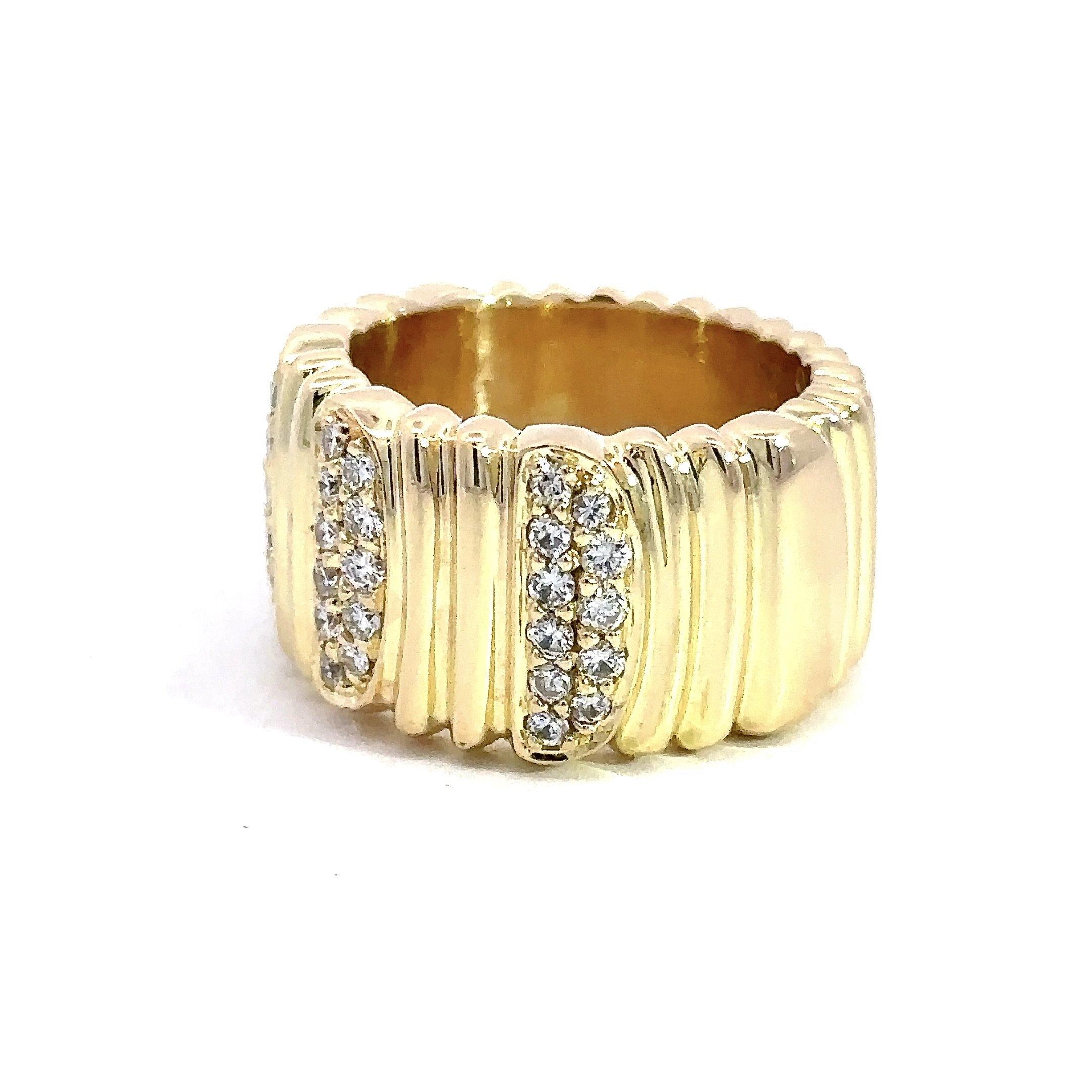 Cartier Diamond Wide 18KT Yellow Gold Ring With Box 2