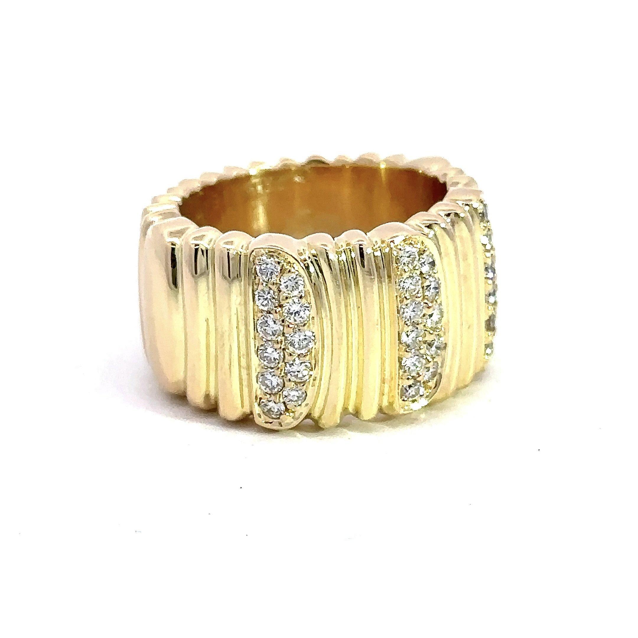 Cartier Diamond Wide 18KT Yellow Gold Ring With Box 3