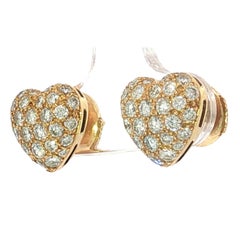 Cartier Diamond Heart Earrings 18K Yellow Gold 1990s