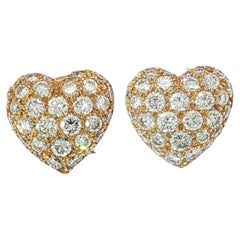 Cartier Diamond Heart Earrings 18K Yellow Gold 1990s