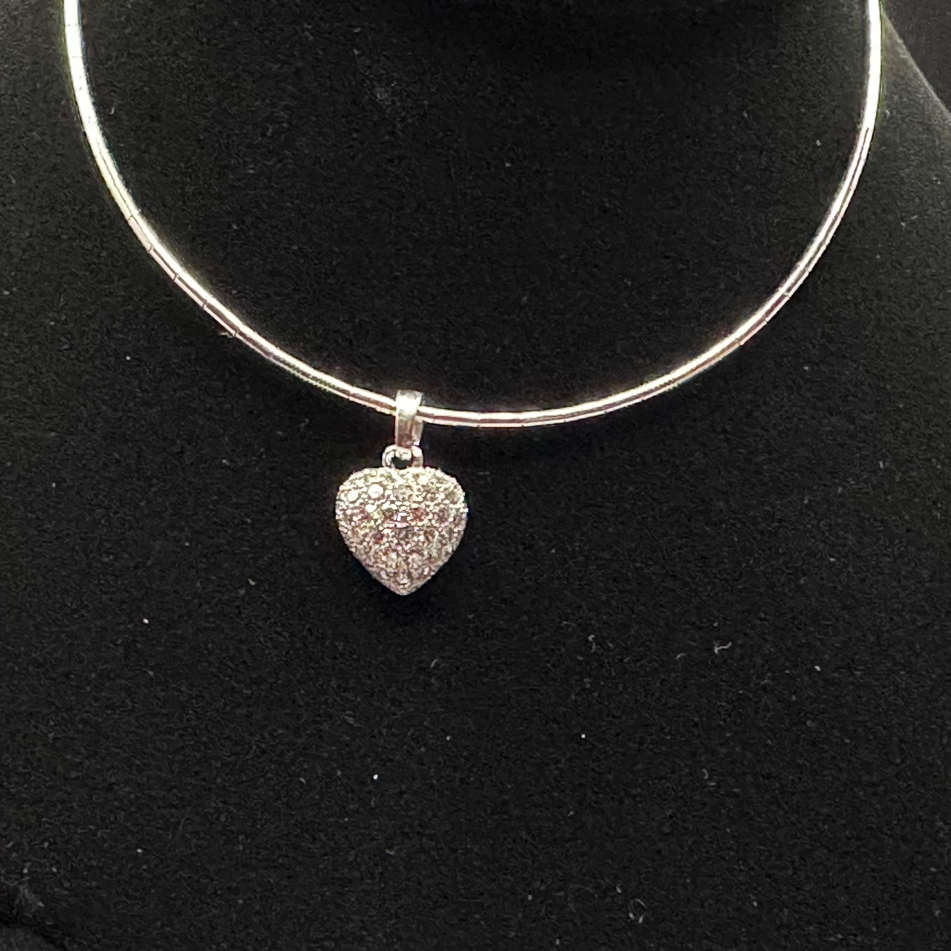 Brilliant Cut Cartier Diamond Heart Necklace 18k White Gold  For Sale