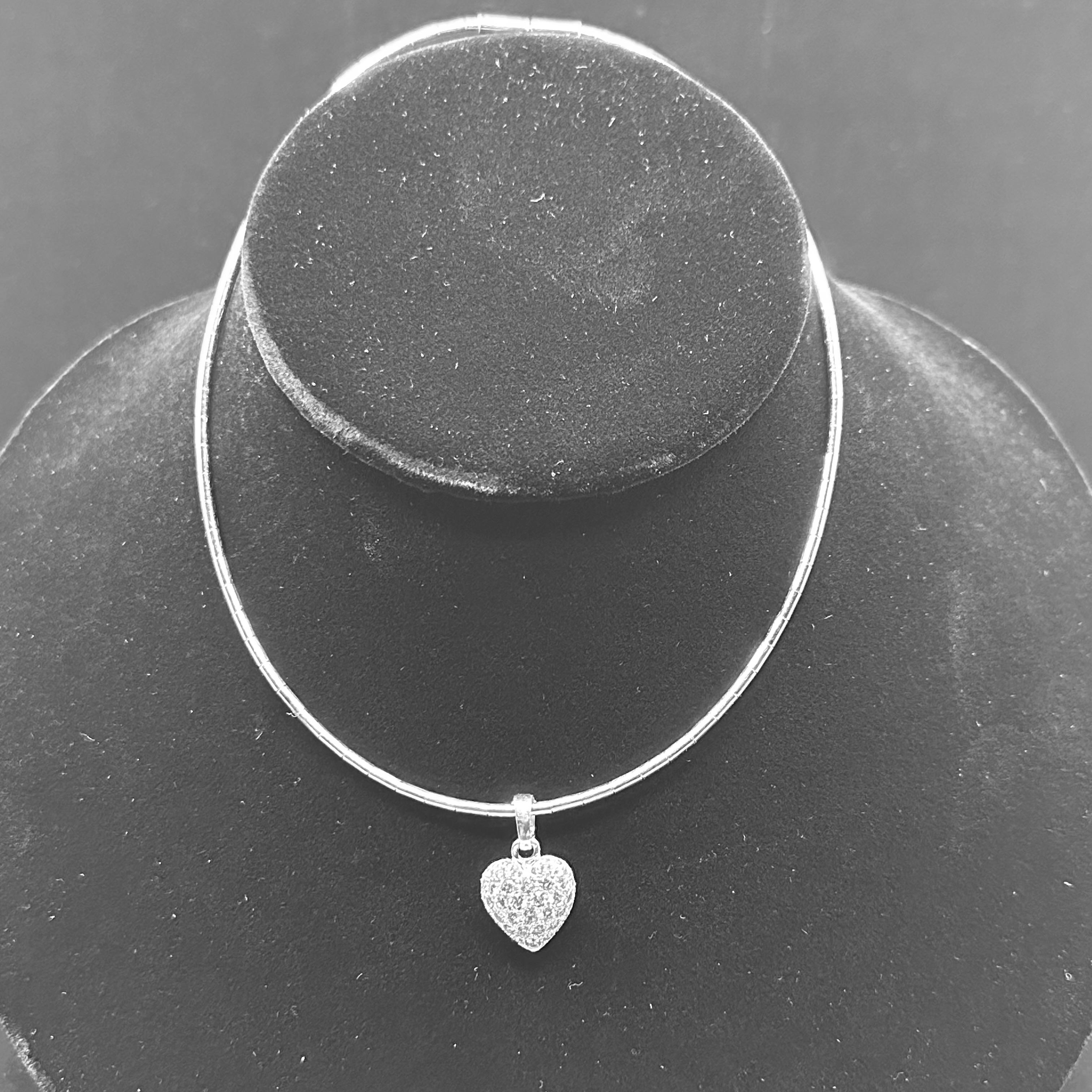 Cartier Diamond Heart Necklace 18k White Gold  In Good Condition For Sale In Beverly Hills, CA