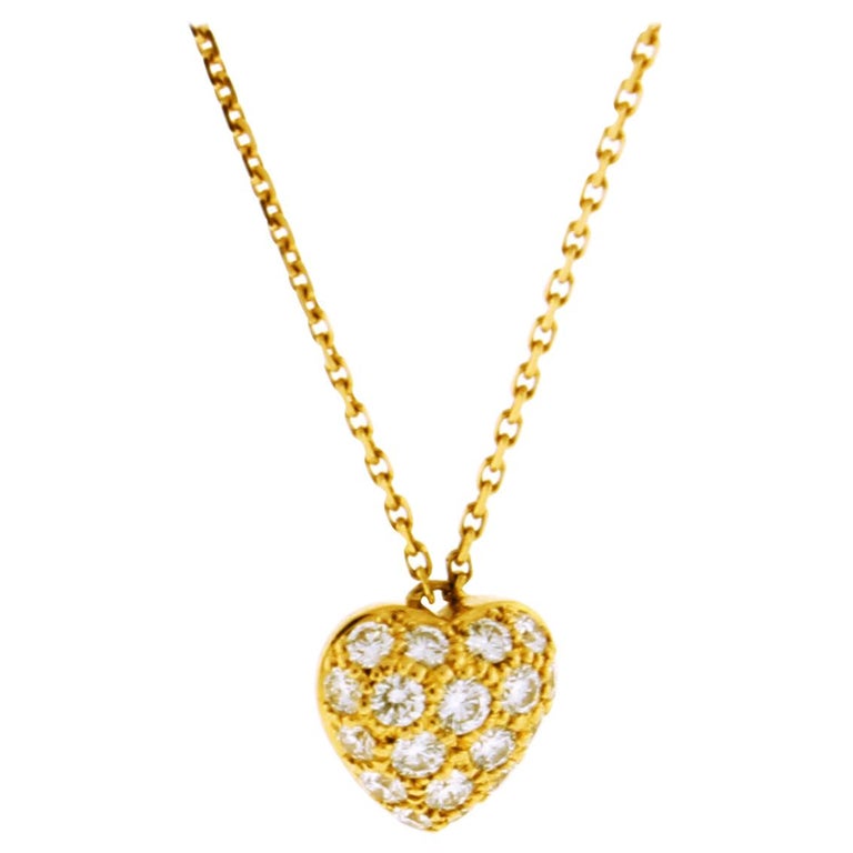 Cartier Diamond Heart Pendant Necklace at 1stDibs