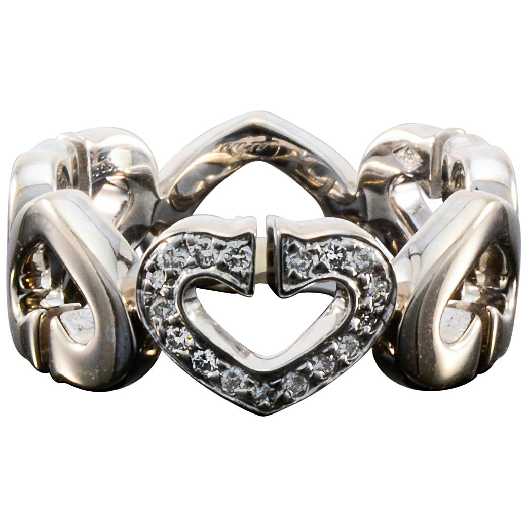 Cartier Diamond Heart Ring White Gold For Sale