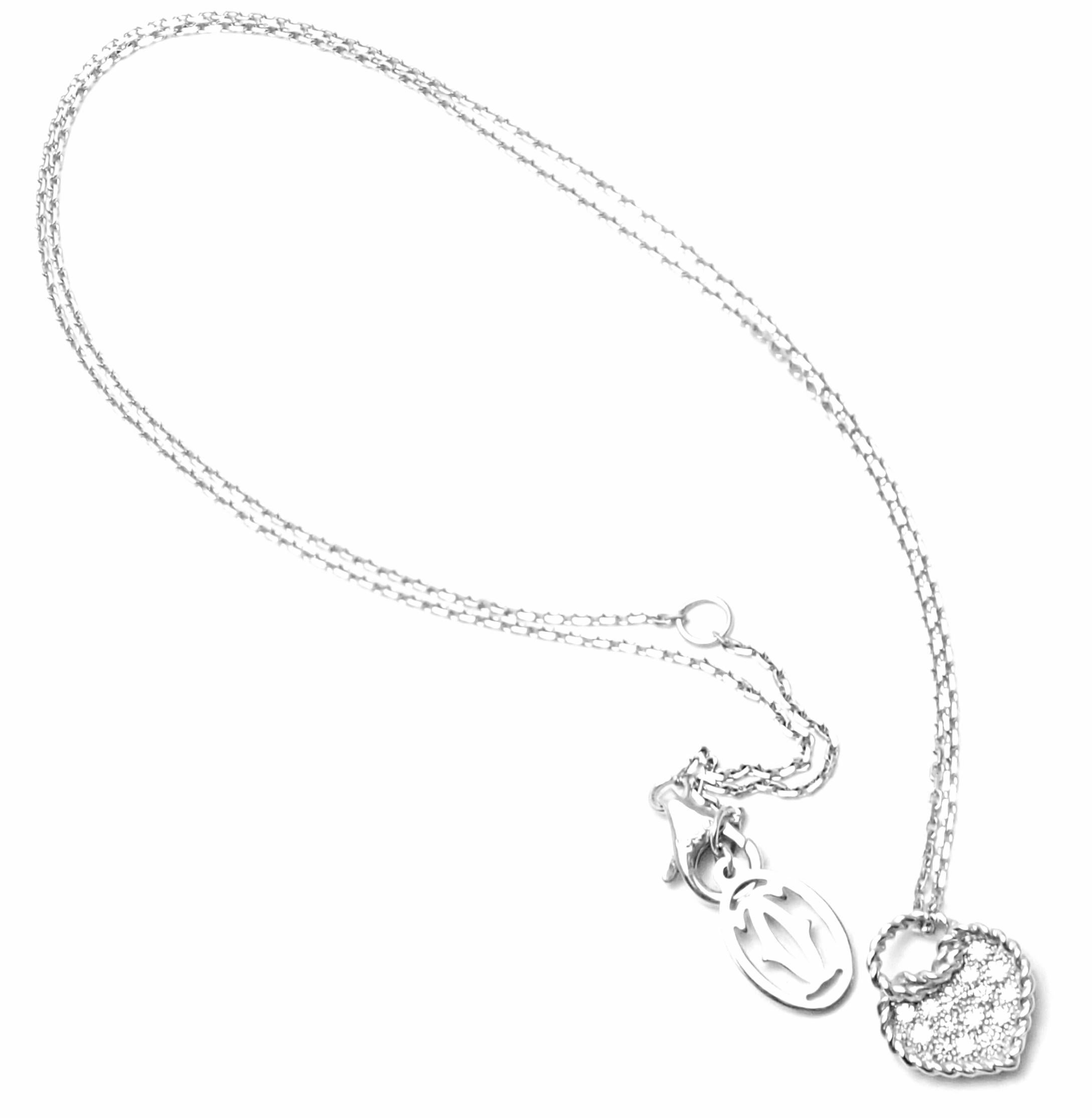 Cartier Diamond Heart White Gold Pendant Necklace 6