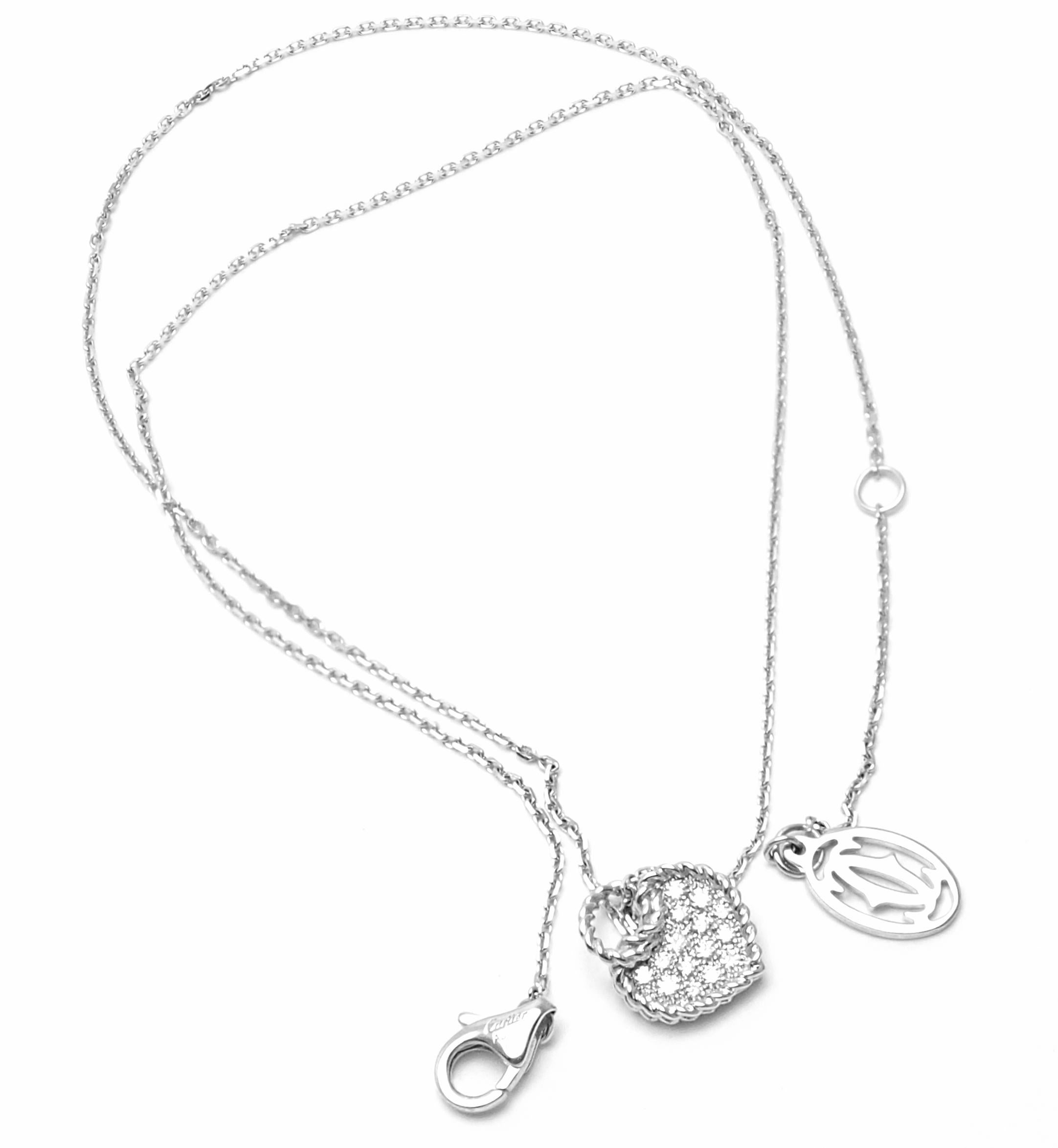 Cartier Diamond Heart White Gold Pendant Necklace 8