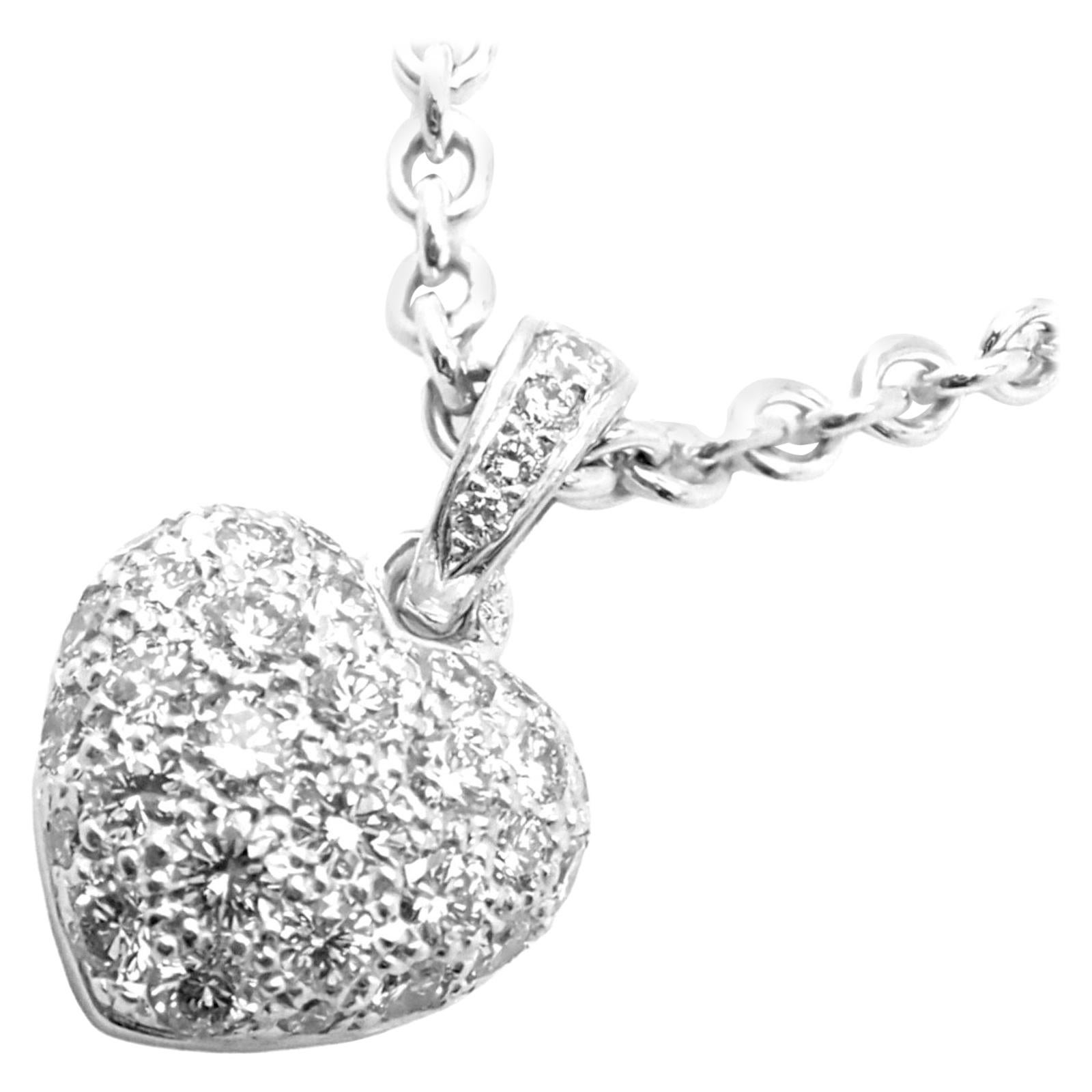 Cartier Diamond Heart White Gold Pendant Necklace