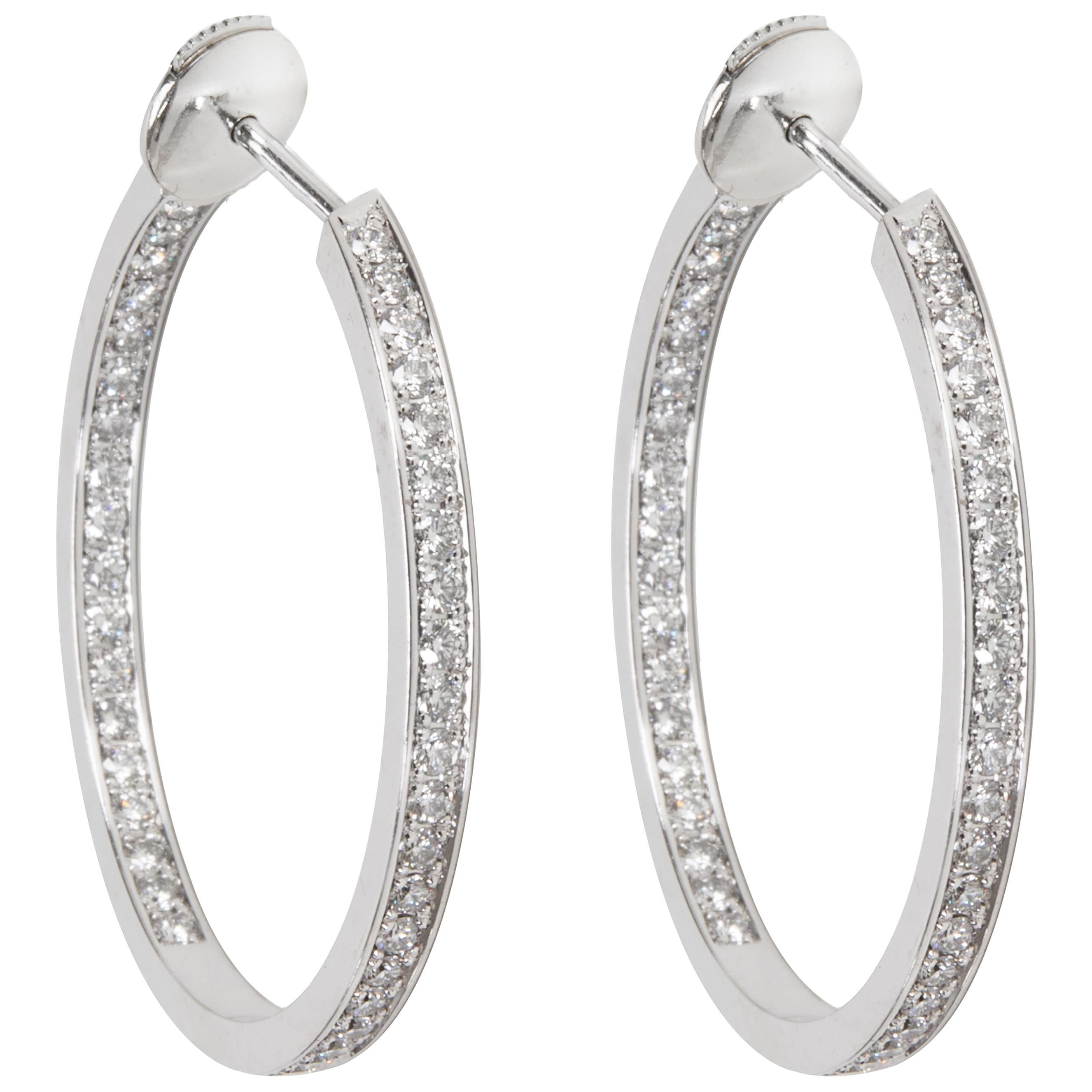 Cartier Diamond Hoop Earring in 18 Karat, 1.80 Carat