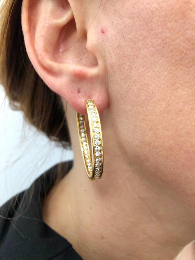 Cartier Diamond Torqued Hoop Earrings in 18k Yellow Gold.

A vintage pair of 