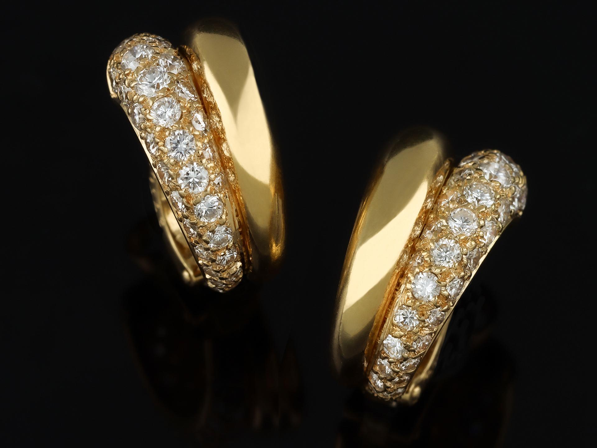 Cartier diamond hoop earrings, French, circa 1960. For Sale 2
