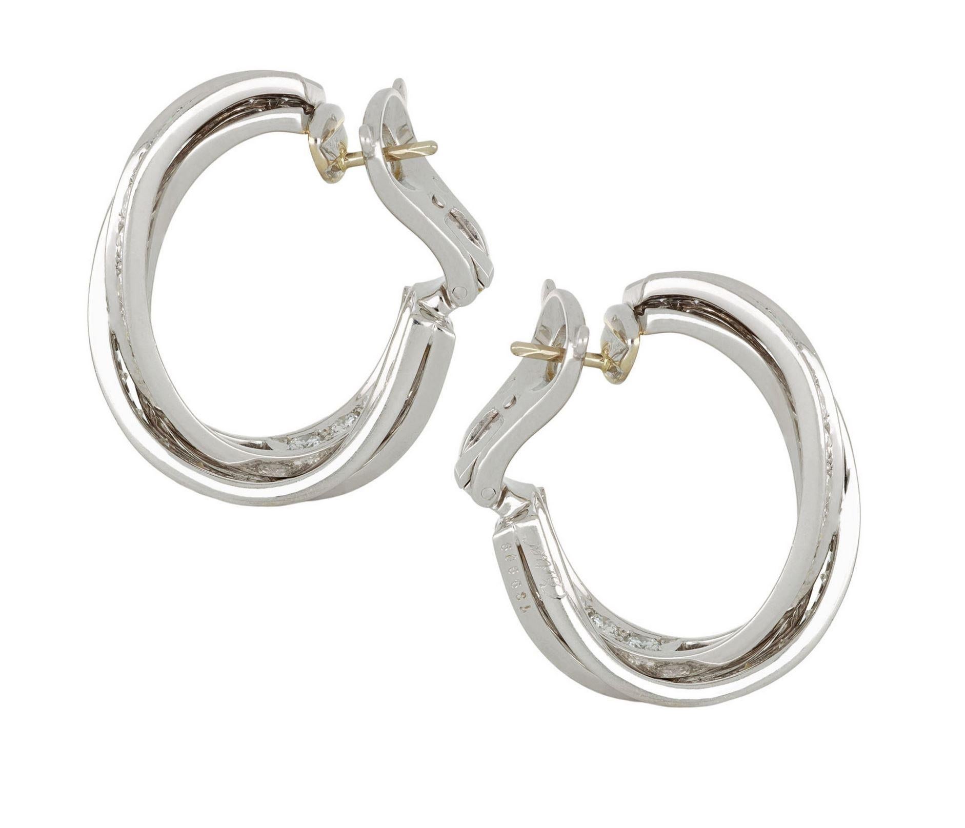 Orecchini a cerchio con diamanti Cartier, Francia, circa 1970. In condizioni buone in vendita a London, GB