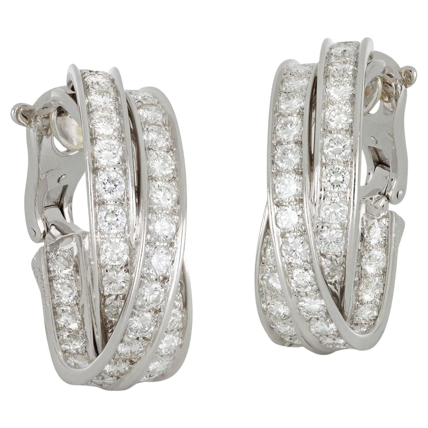 Cartier diamond hoop earrings, French, circa 1970.