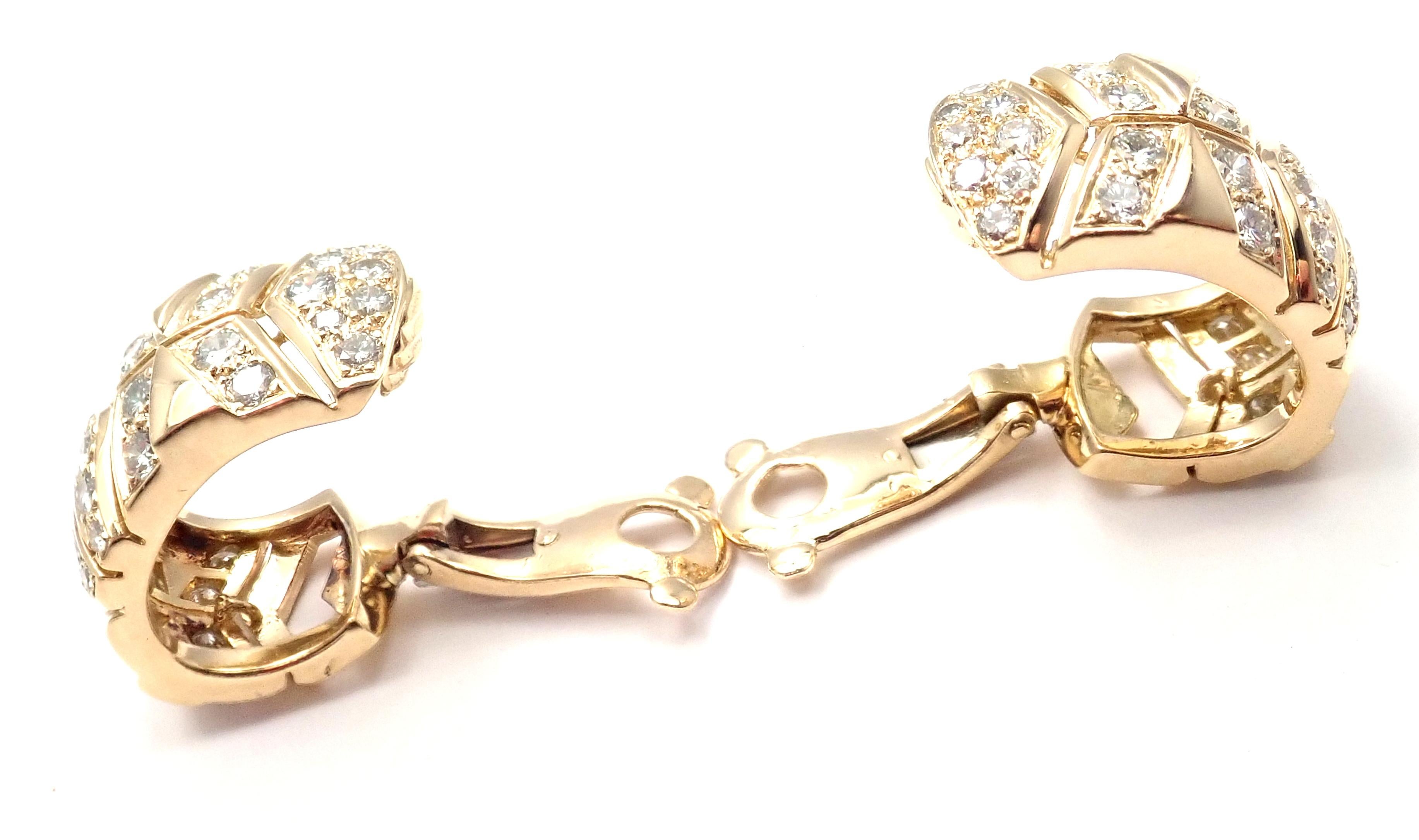 Brilliant Cut Cartier Diamond Hoop Yellow Gold Earrings