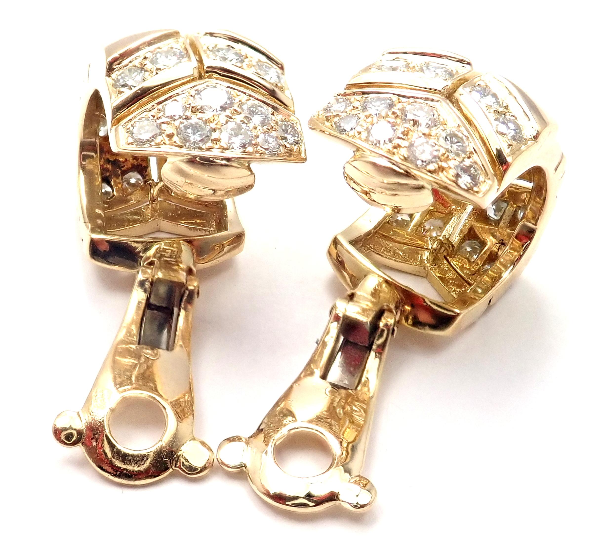 Cartier Diamond Hoop Yellow Gold Earrings In Excellent Condition In Holland, PA