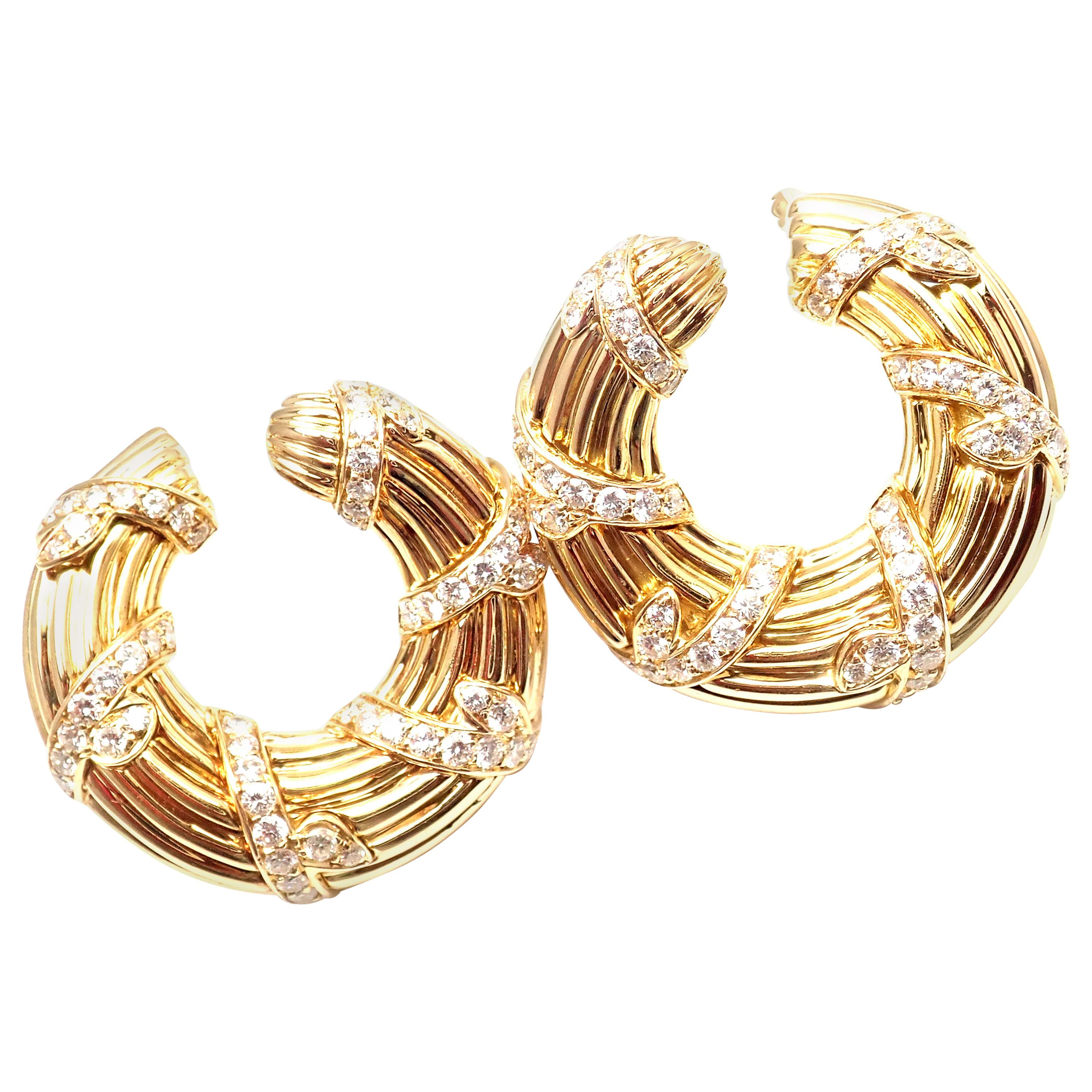 Cartier Diamond Hoop Yellow Gold Earrings