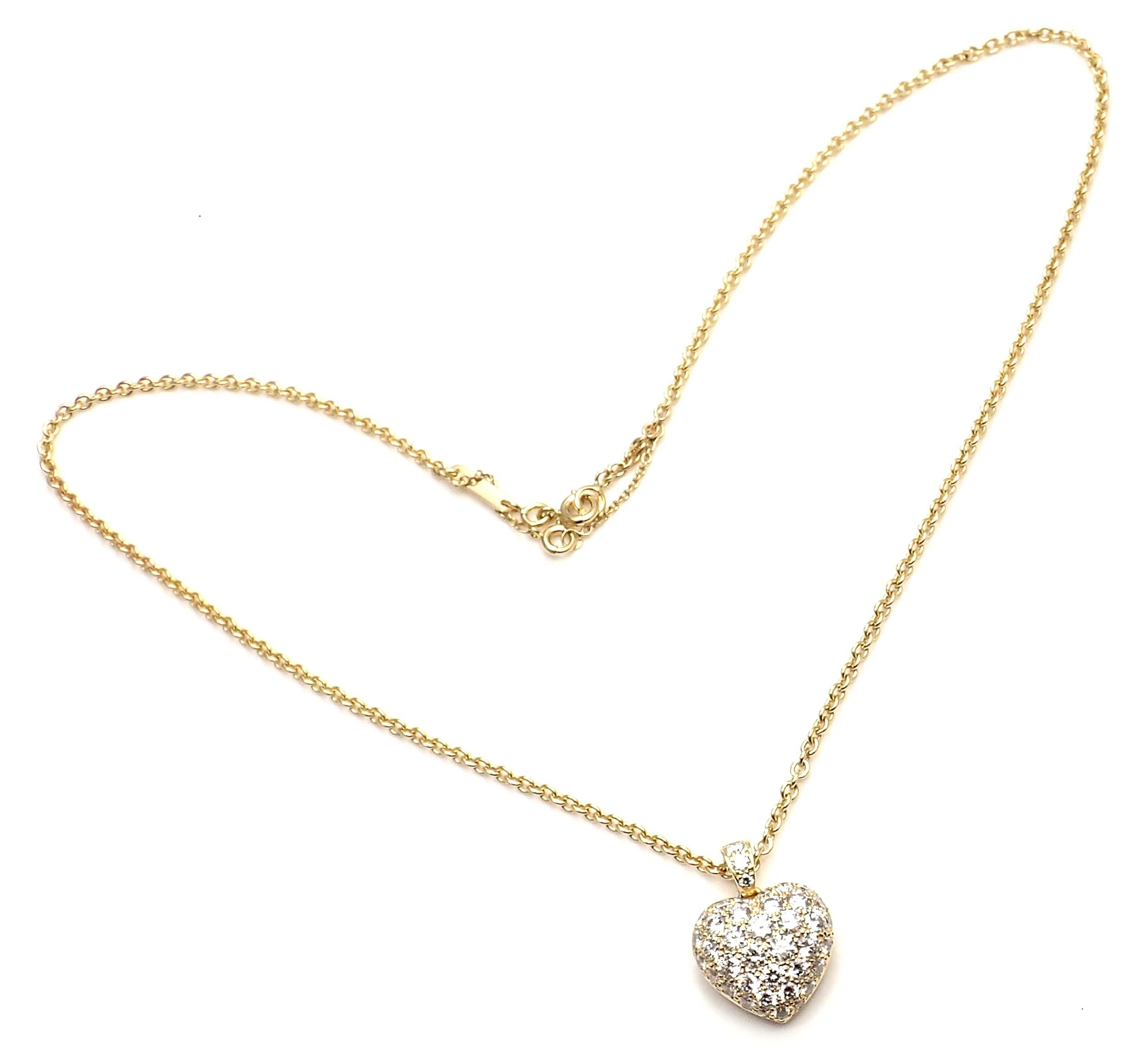 Cartier Diamond Large Heart Yellow Gold Pendant Necklace In Excellent Condition In Holland, PA