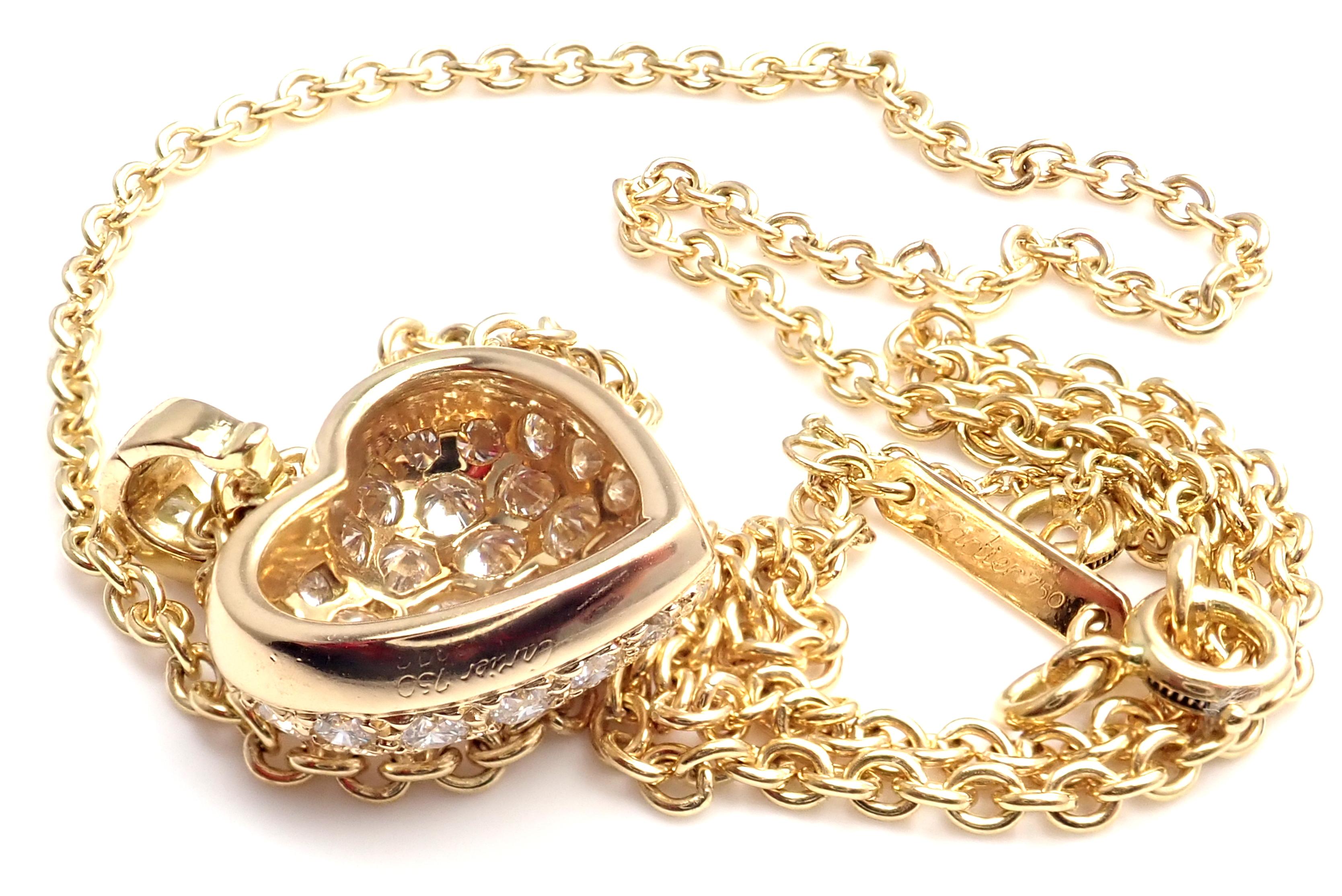 Cartier Diamond Large Heart Yellow Gold Pendant Necklace 4