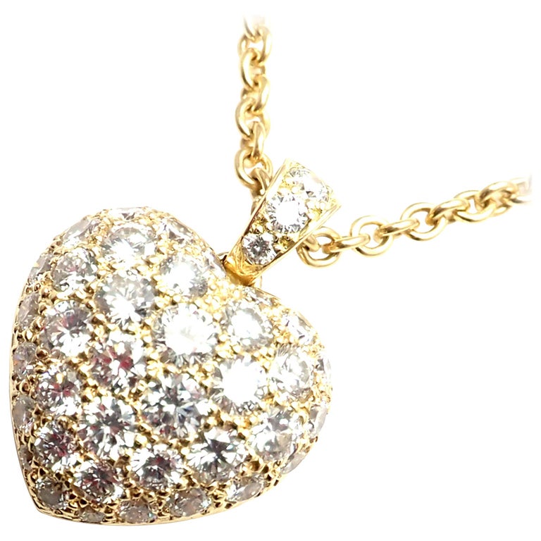 Cartier Diamond Large Heart Yellow Gold Pendant Necklace at 1stDibs