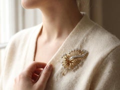 Cartier Diamond Leaf Brooch 18K Gold 5 Carat Vintage Floral Design