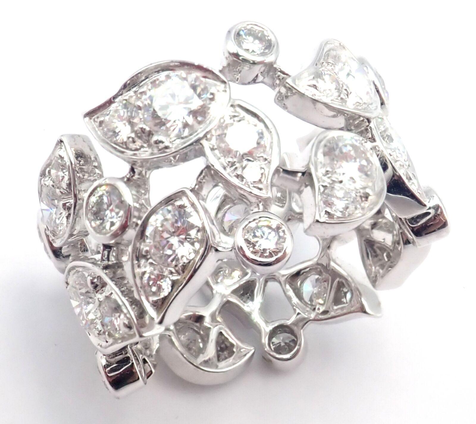 Anillo Cartier Diamante Hoja Ancha Oro Blanco en Excelente estado para la venta en Holland, PA