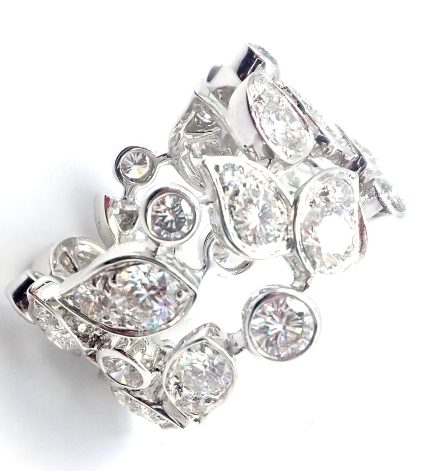 Anillo Cartier Diamante Hoja Ancha Oro Blanco en venta 2