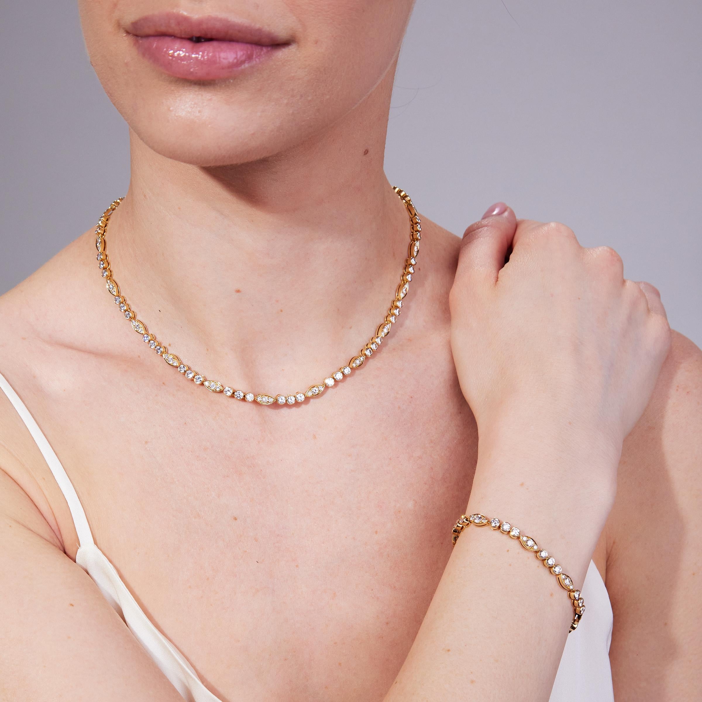 Cartier Diamant-Linien-Halskette und Perlen-Tropfen-Anhänger aus 18 Karat Gelbgold im Angebot 4