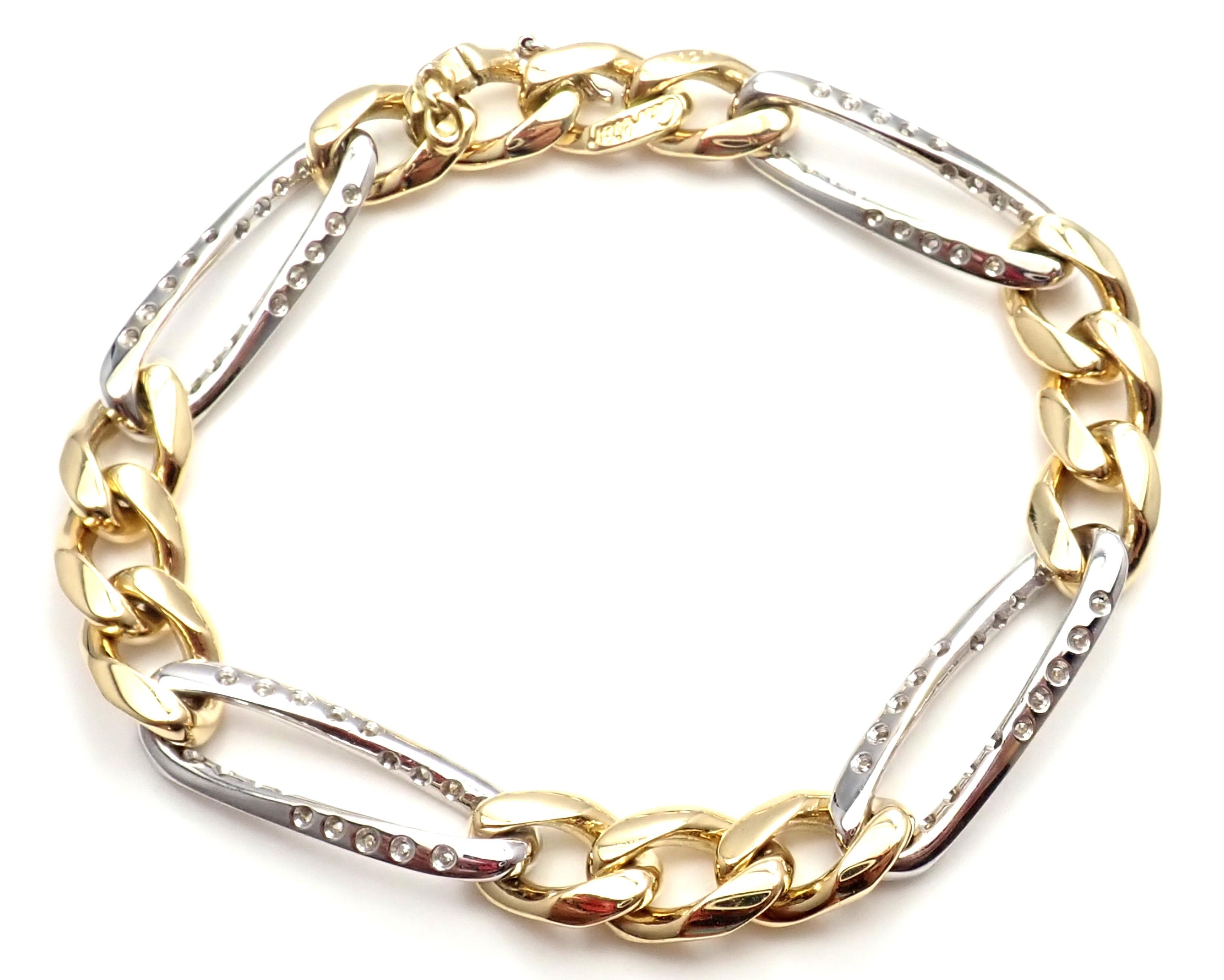 18k Yellow And White Gold Diamond Link Bracelet by Cartier. 
With 80 round brilliant cut diamonds VS1 clarity, E color total weigh approx. 1.60ct
Details: 
Length: 7 1/2