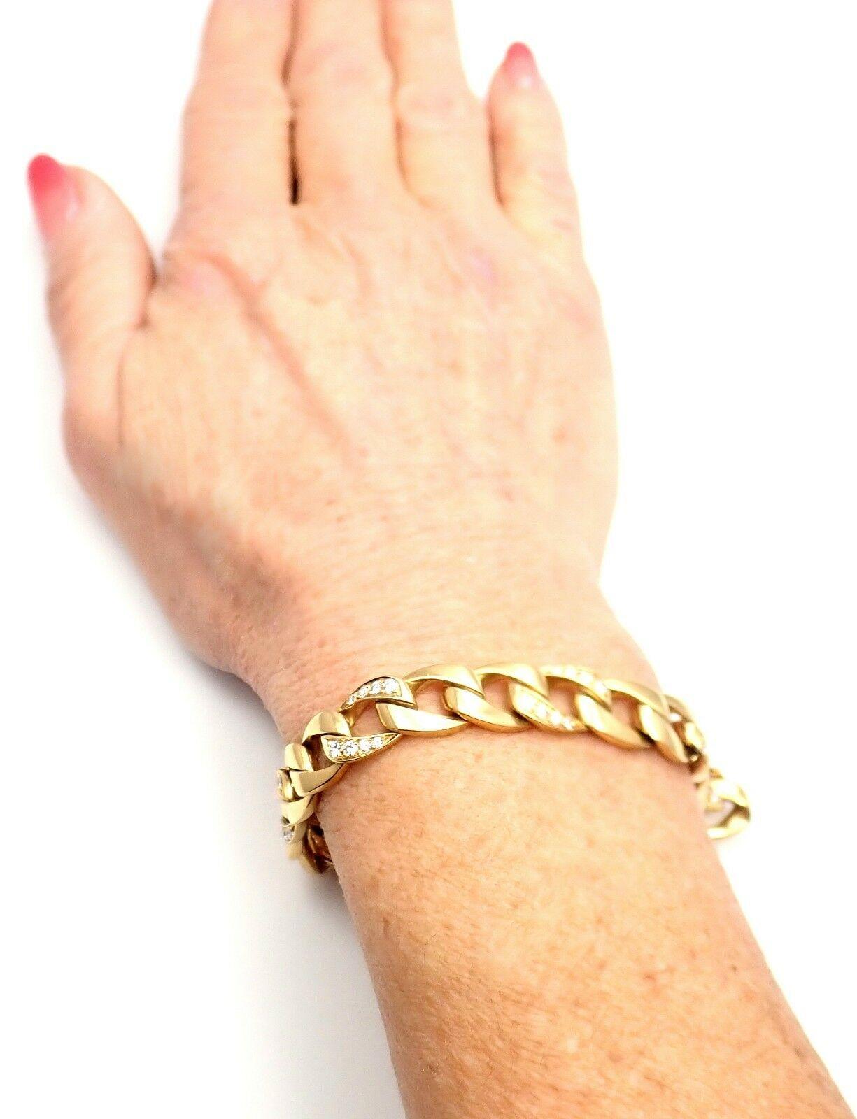 Women's or Men's Cartier Diamond Link Yellow Gold Chain Bracelet
