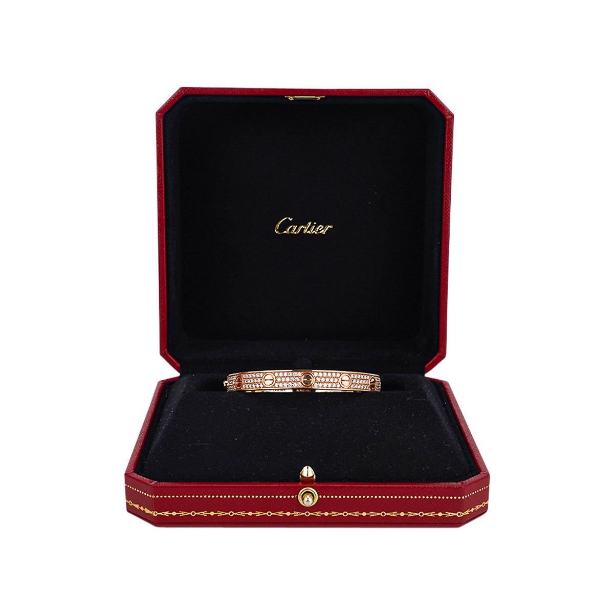 rose gold cartier bracelet with diamonds