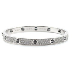 Cartier Original Diamond Love Bracelet 18k White Gold & Ceramic Medium Size 19