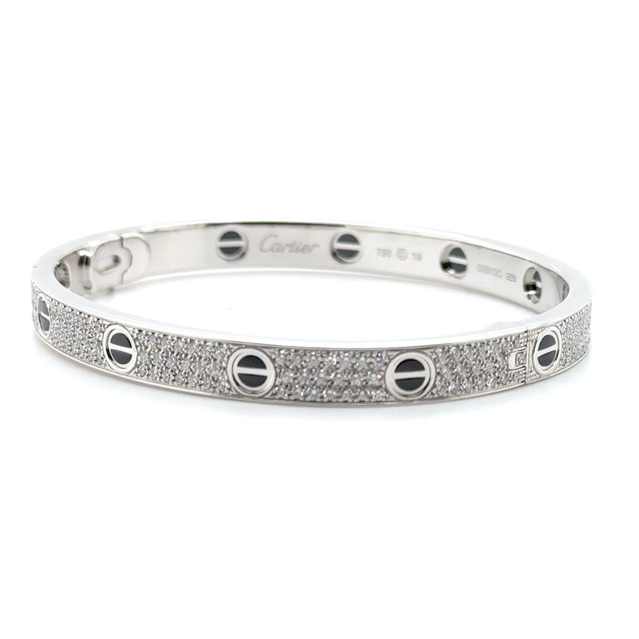Cartier Original Pulsera Amor Diamante Oro Blanco 18k y Cerámica Mediana Talla 19 Contemporáneo en venta