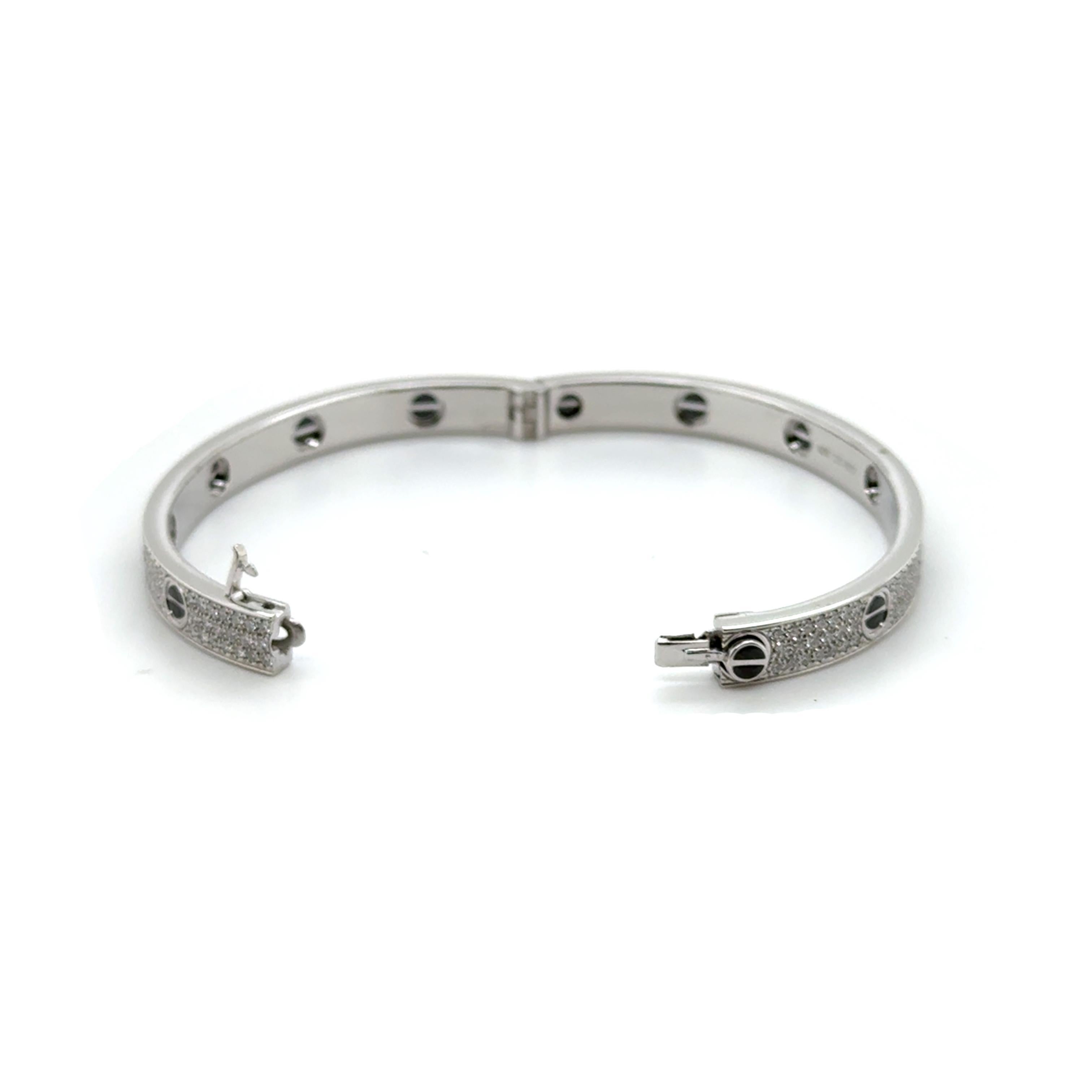 Cartier Original Pulsera Amor Diamante Oro Blanco 18k y Cerámica Mediana Talla 19 en Excelente estado para la venta en BEVERLY HILLS, CA