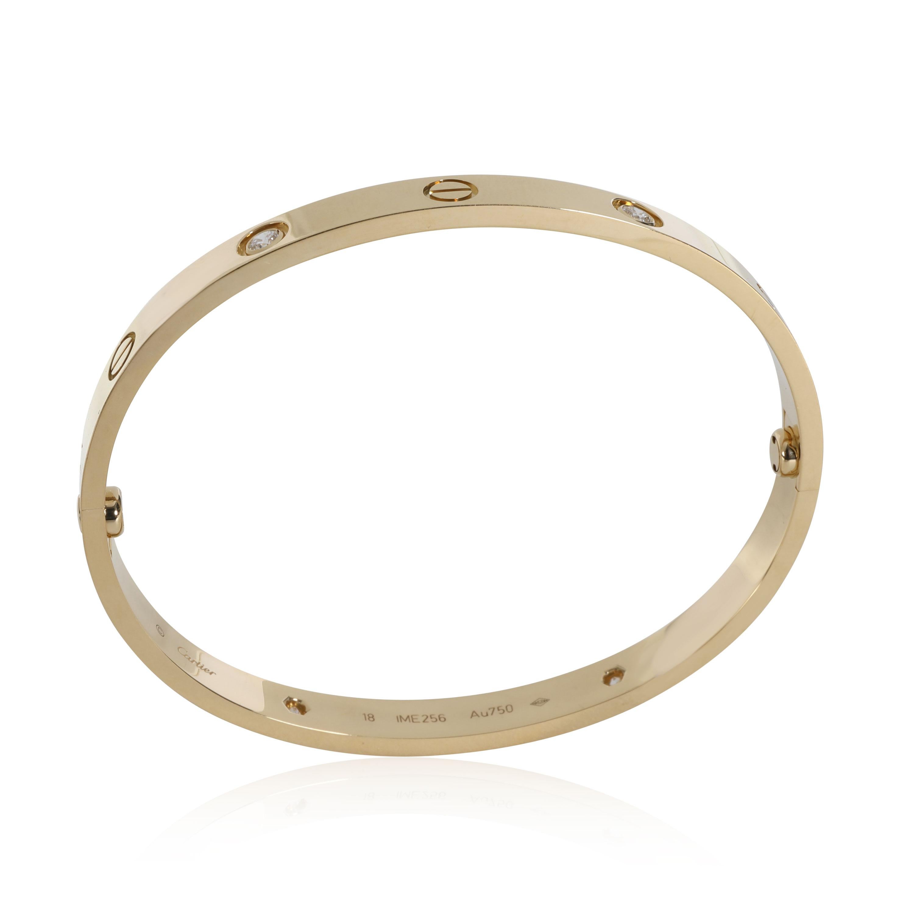 Round Cut Cartier Diamond Love Bracelet in 18K Yellow Gold 0.42 CTW