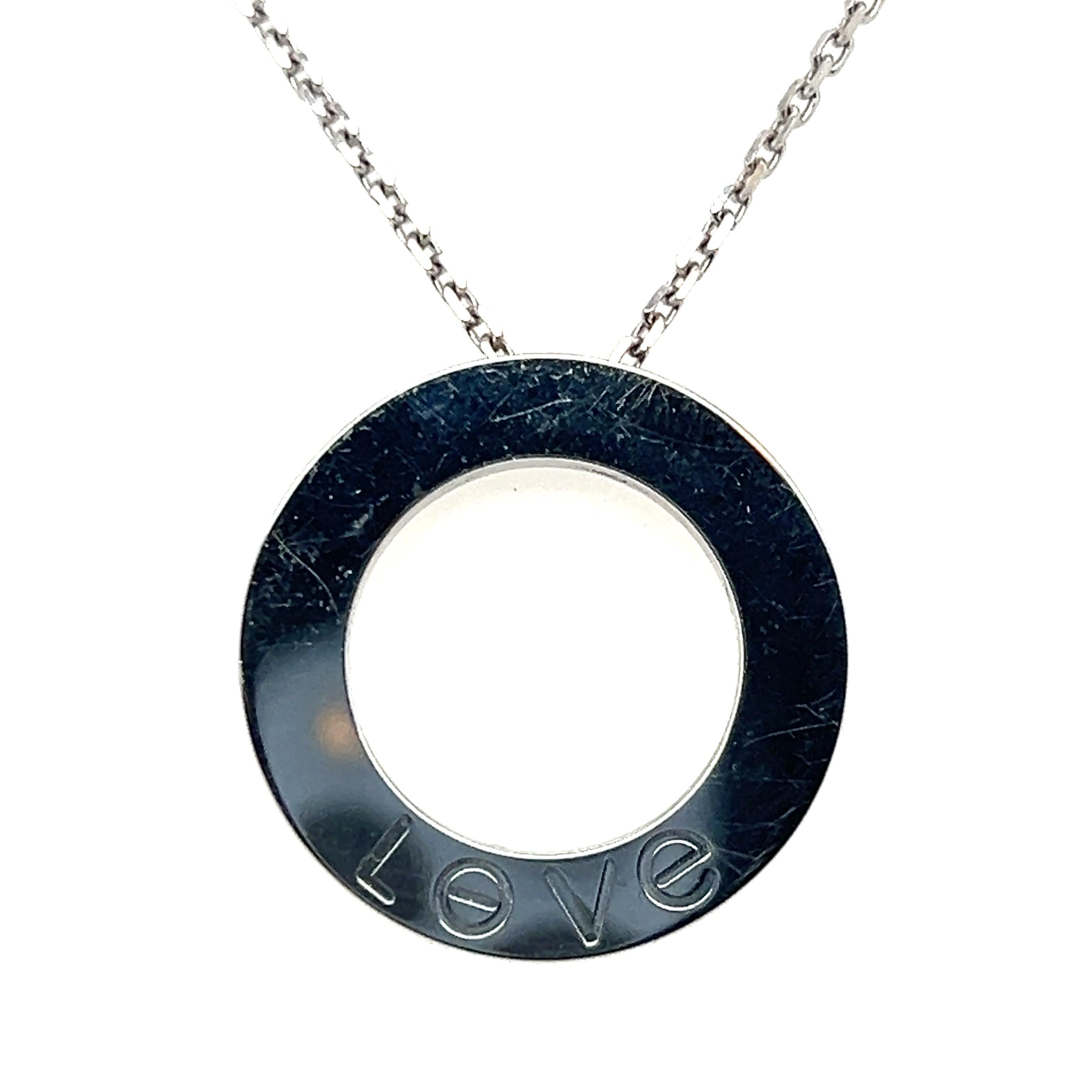 Cartier Diamant Love Collection 18k Weißgold Eternity-Anhänger-Halskette mit Diamanten 4