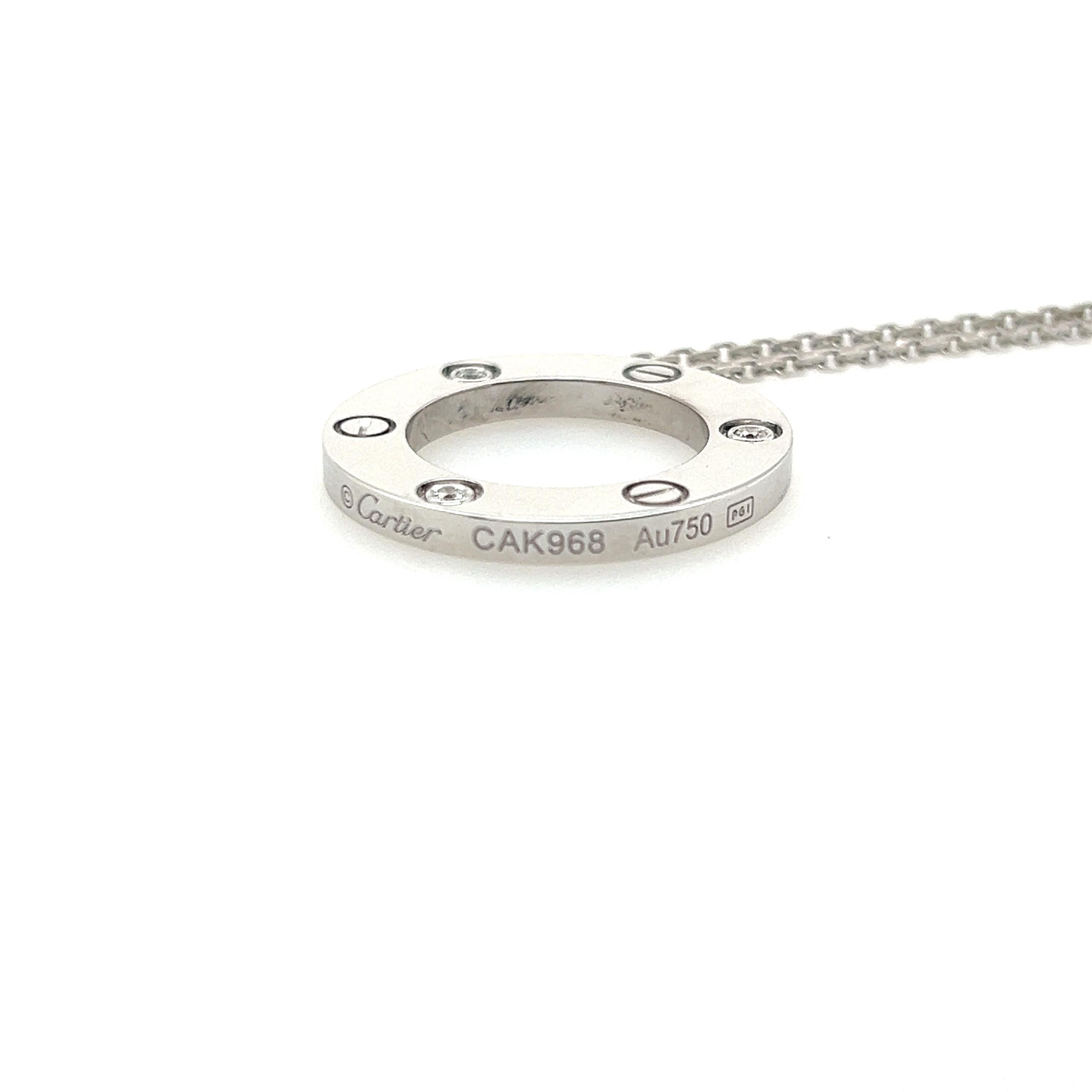 Cartier Diamant Love Collection 18k Weißgold Eternity-Anhänger-Halskette mit Diamanten 5