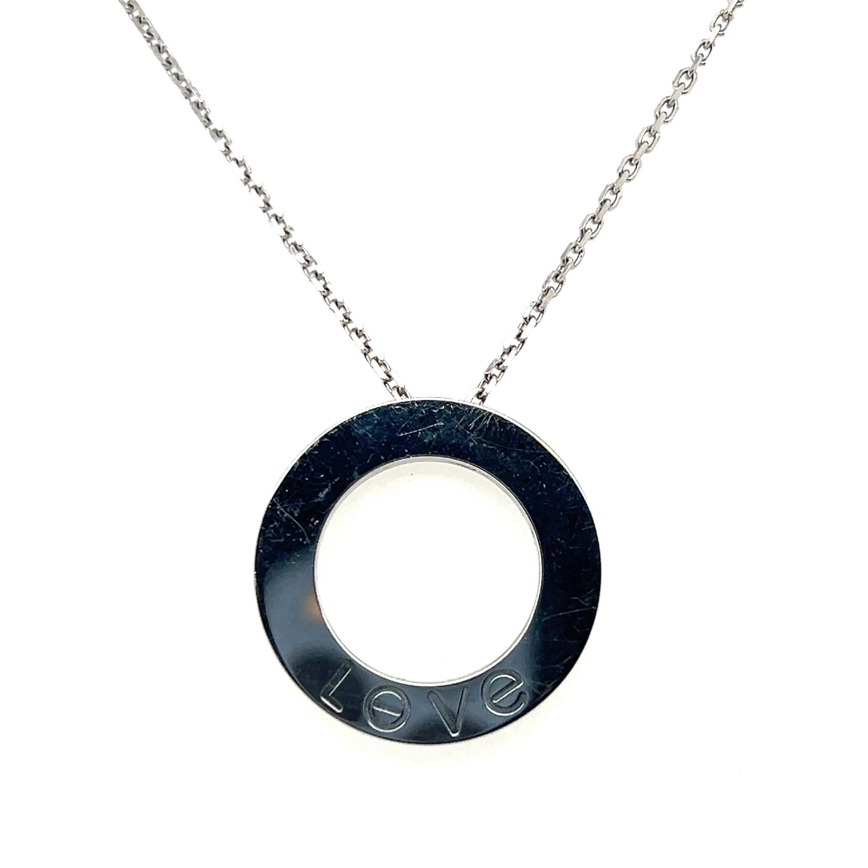 Cartier Diamant Love Collection 18k Weißgold Eternity-Anhänger-Halskette mit Diamanten 2
