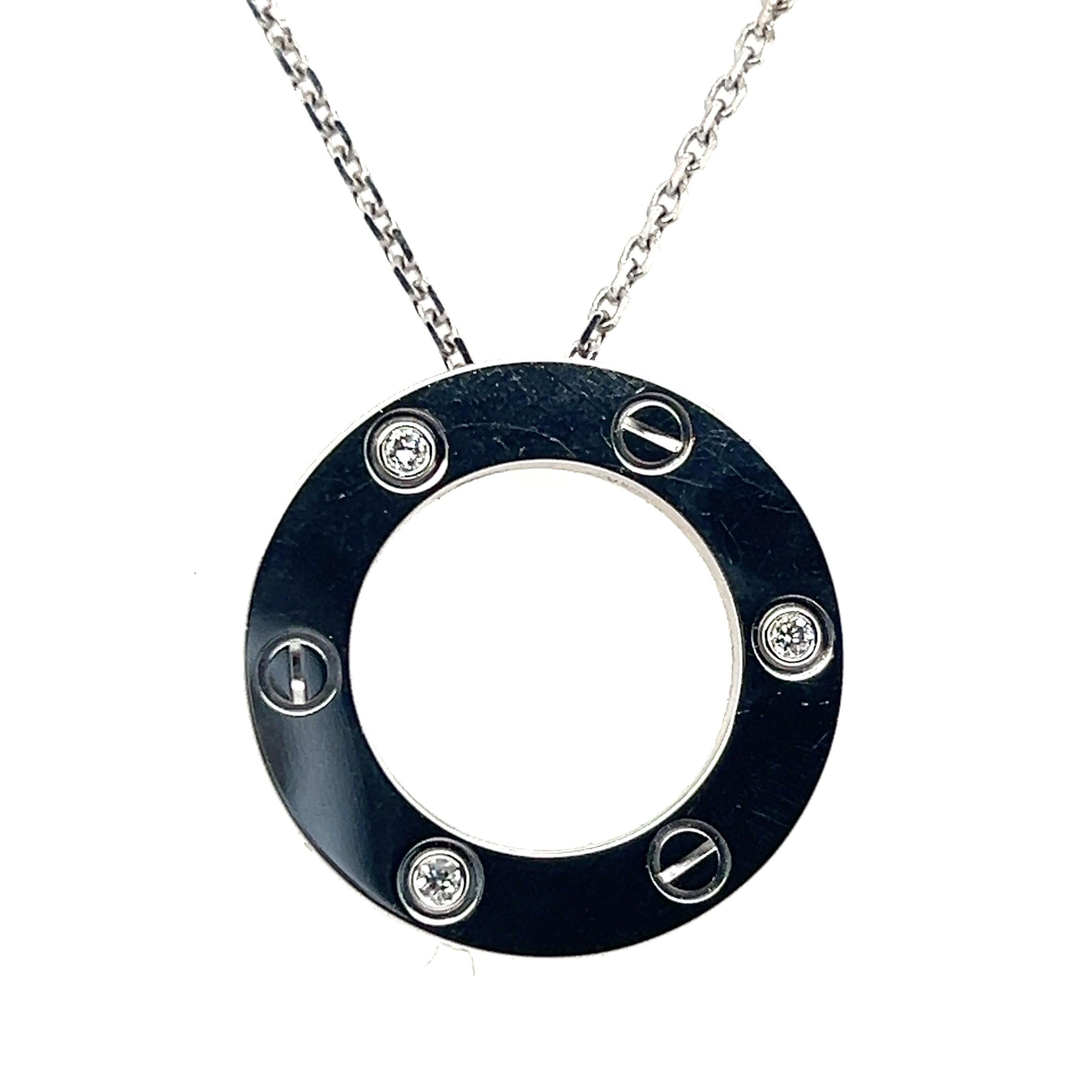 Cartier Diamant Love Collection 18k Weißgold Eternity-Anhänger-Halskette mit Diamanten 3
