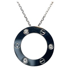Cartier Diamant Love Collection 18k Weißgold Eternity-Anhänger-Halskette mit Diamanten