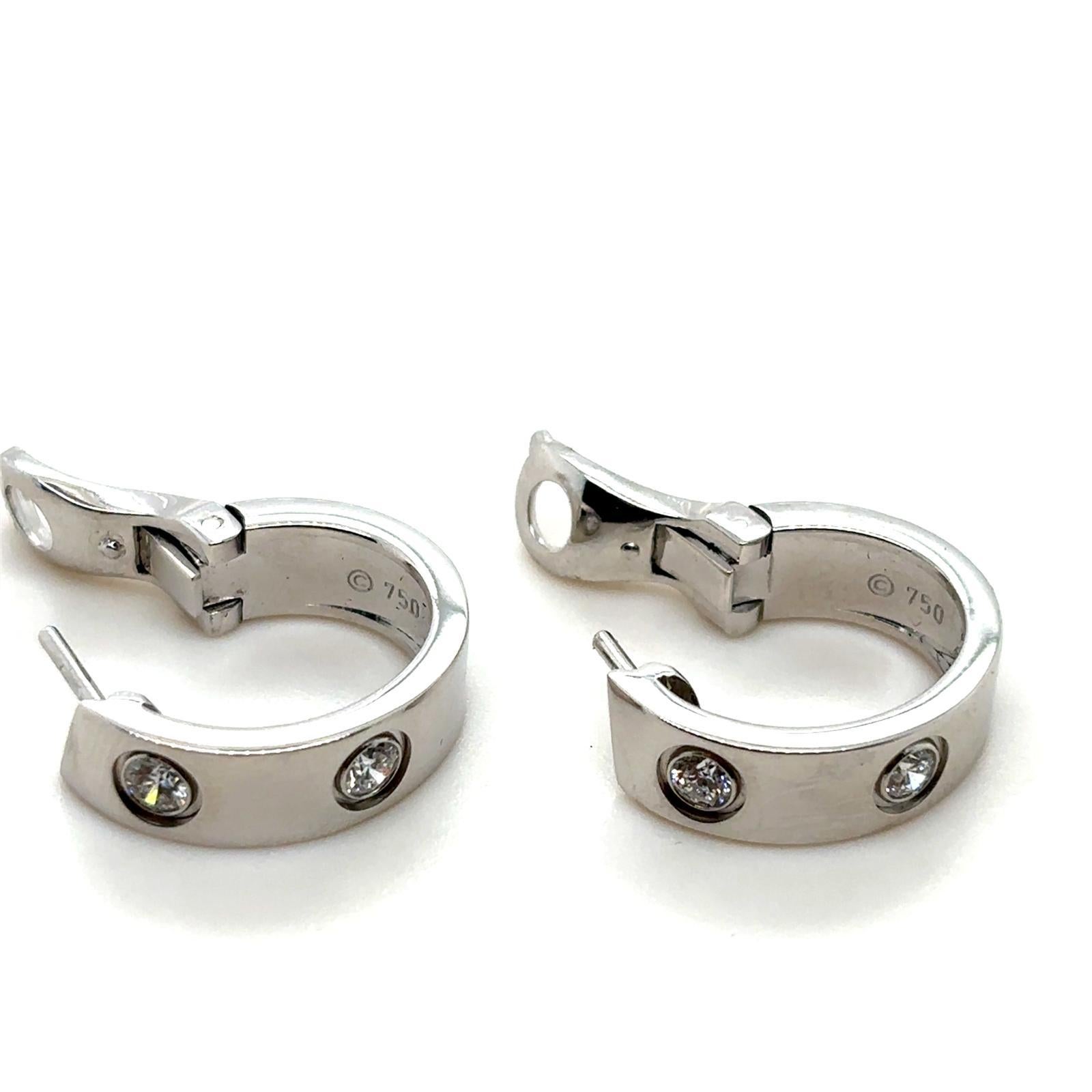 Pendientes Cartier Diamante Amor Oro Blanco 18 Kilates en venta 6
