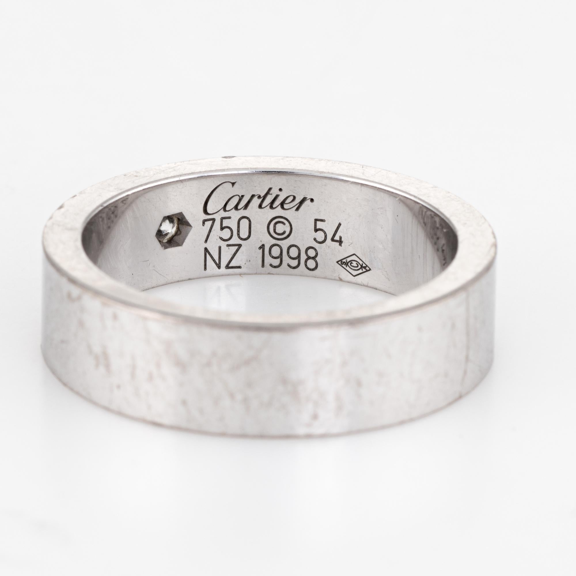 Cartier Diamond Love Logo Ring Estate 18 Karat White Gold Fine Jewelry In Good Condition In Torrance, CA