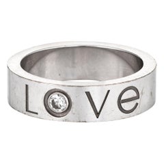 Cartier Diamond Love Logo Ring Estate 18 Karat White Gold Fine Jewelry