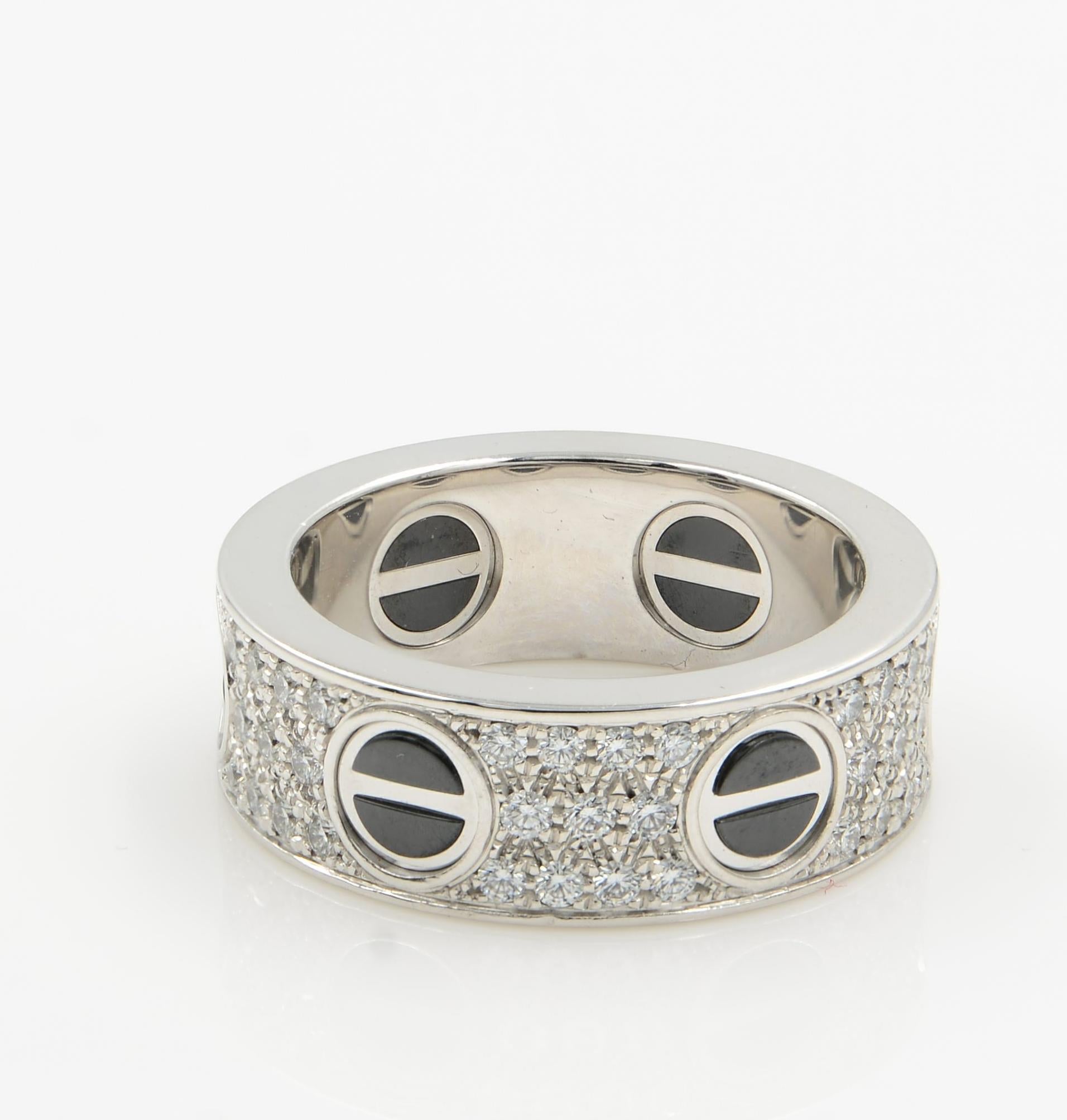 Modern Cartier Diamond Love Ring 18 Karat White Gold 0.74 Carat