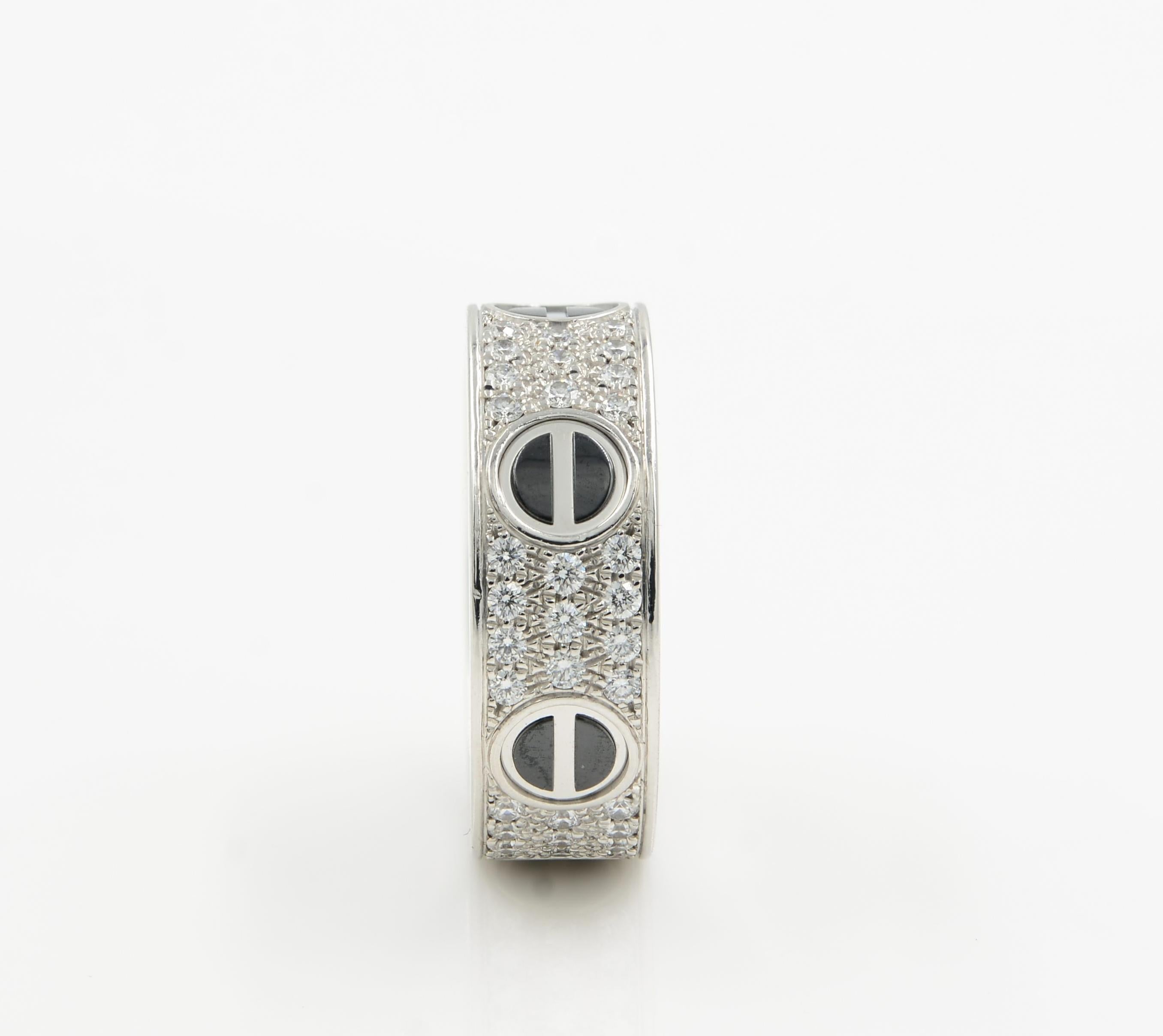 Women's Cartier Diamond Love Ring 18 Karat White Gold 0.74 Carat