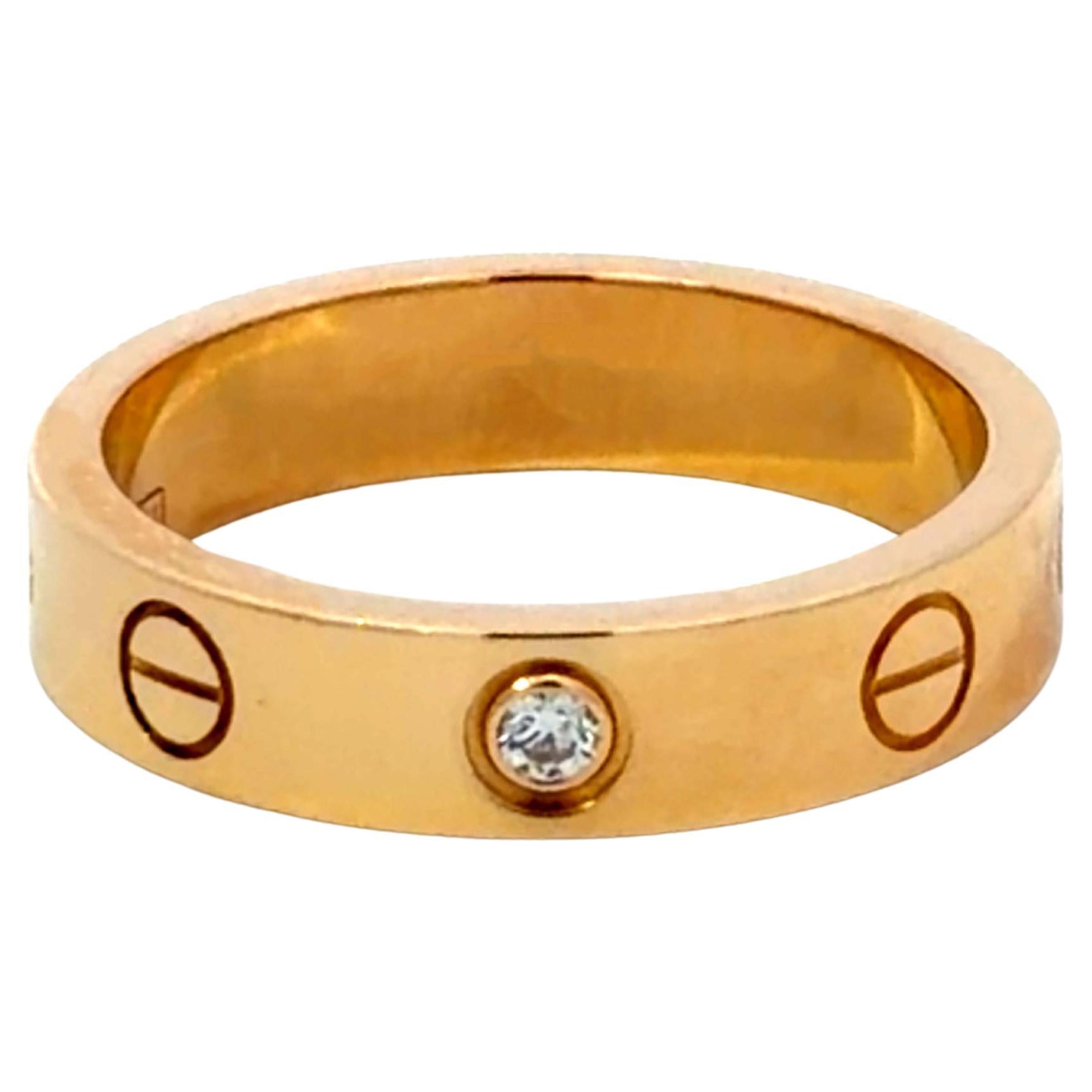 Cartier Diamond Love Ring 18K Yellow Gold With Box and Papers EU49 en venta