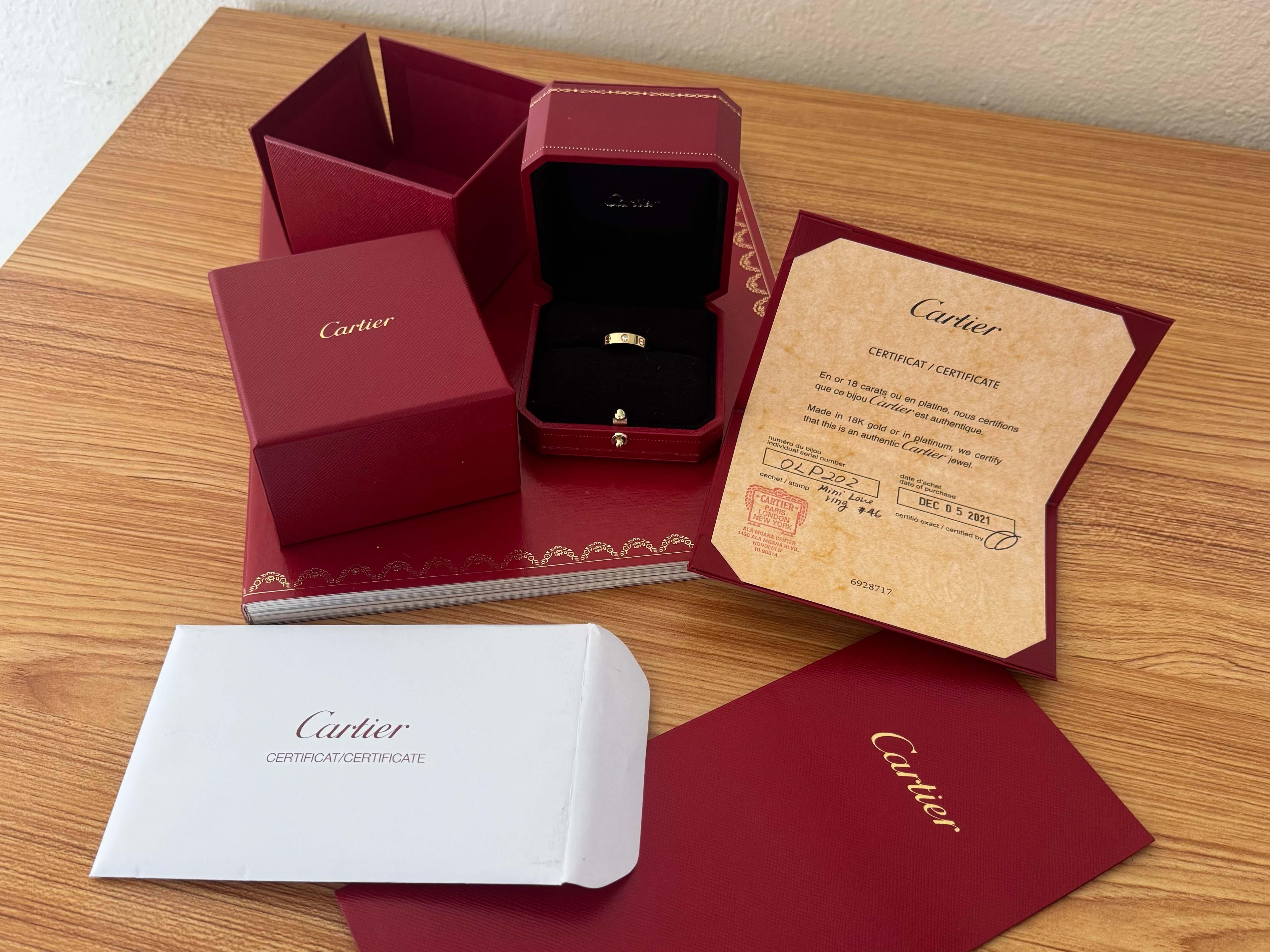 Brilliant Cut Cartier Diamond Love Ring 18K Yellow Gold With Box and Papers For Sale