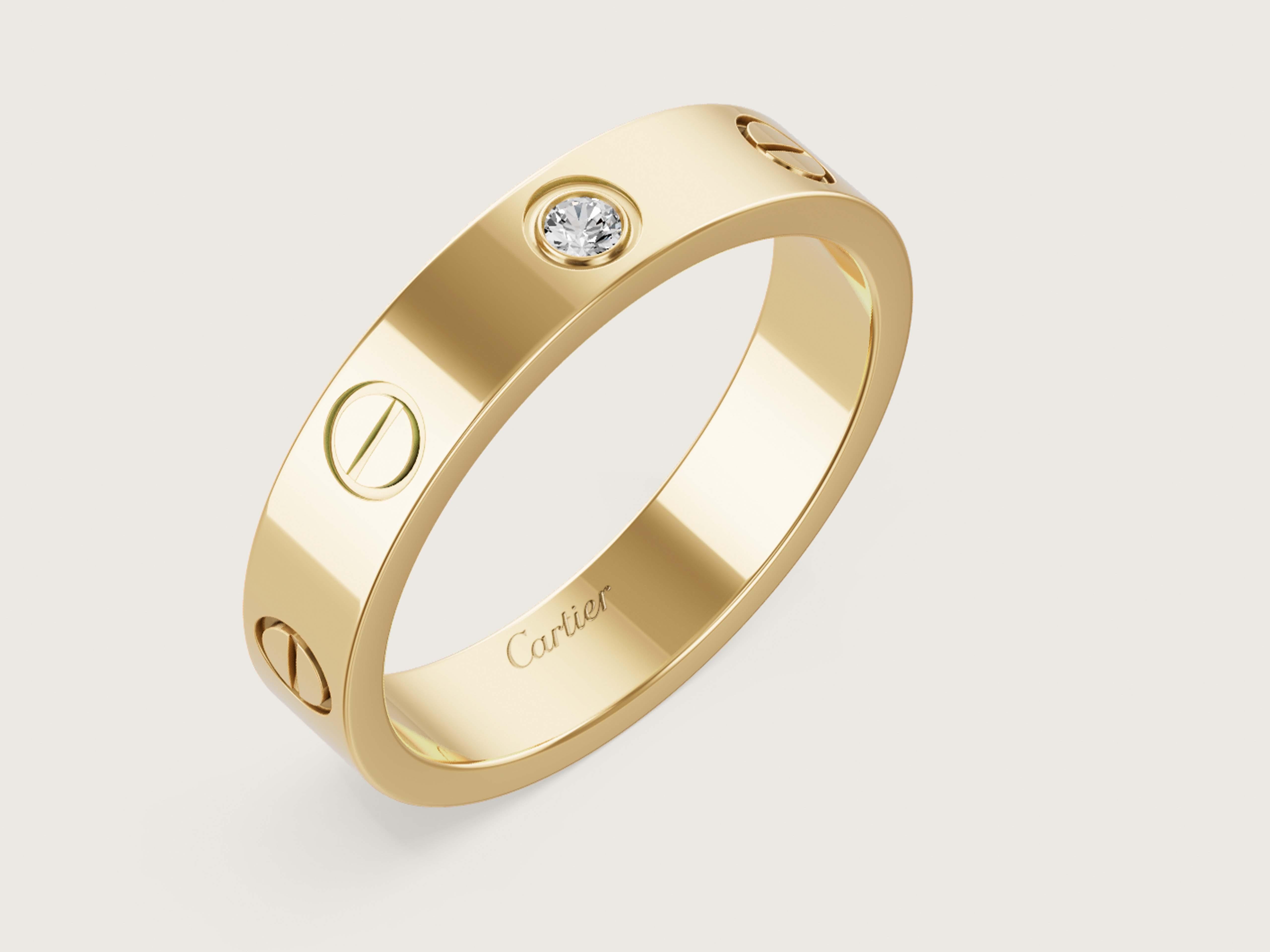 Cartier Diamond Love Ring 18K Yellow Gold With Box and Papers In Excellent Condition For Sale In Honolulu, HI